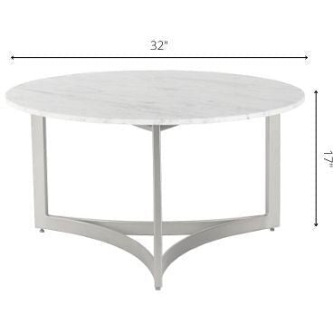 Surya Lismore Modern White Marble Top With Gold Metal Base Round Coffee Table LIS-001 - Image 2