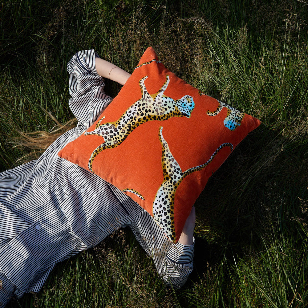 Sunday Citizen Velvet Leaping Small Leopard Throw Pillow ~ 20 x 20 - Image 2