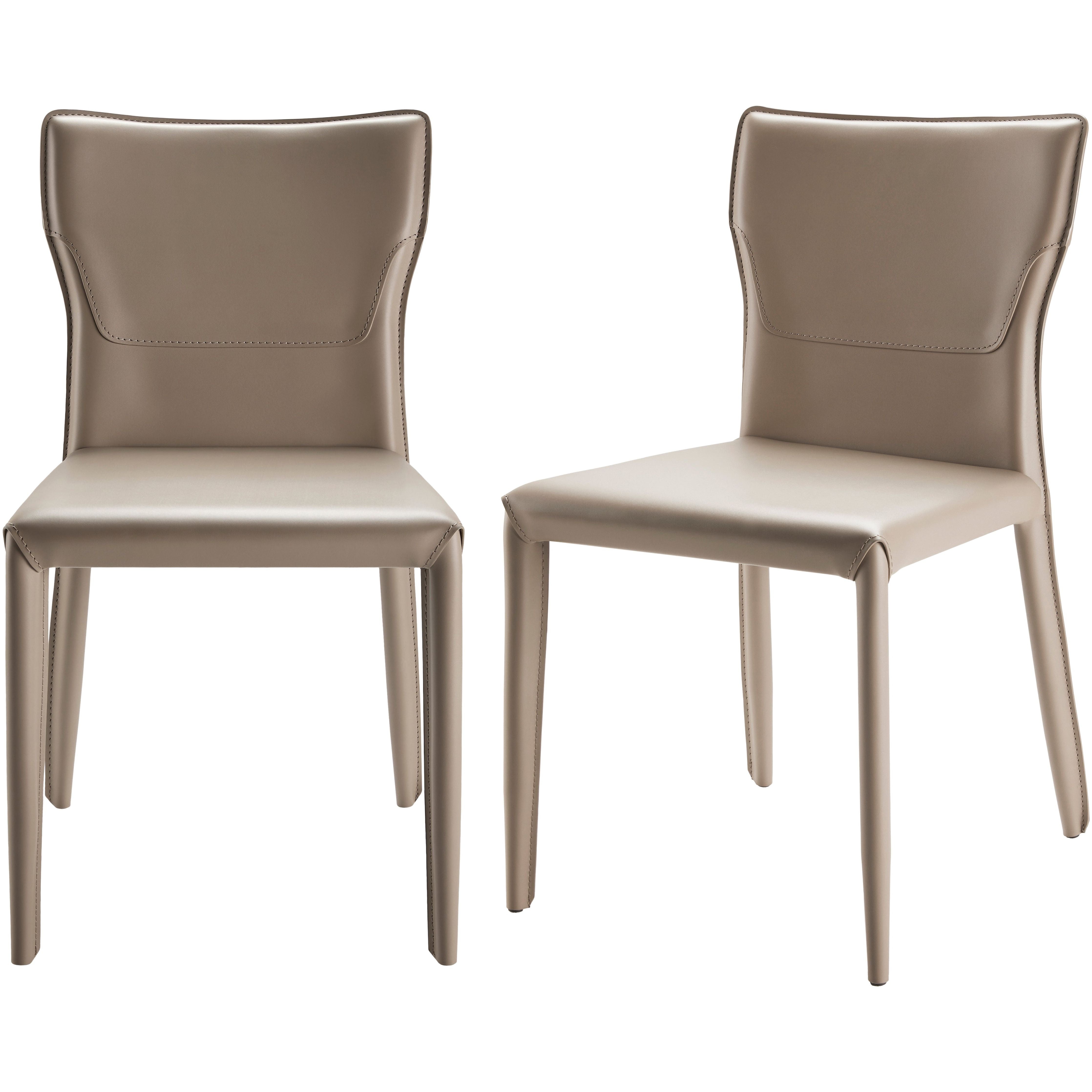 Surya Eric Modern Khaki Faux Leather Set of 2 Dining Chairs - Image 1
