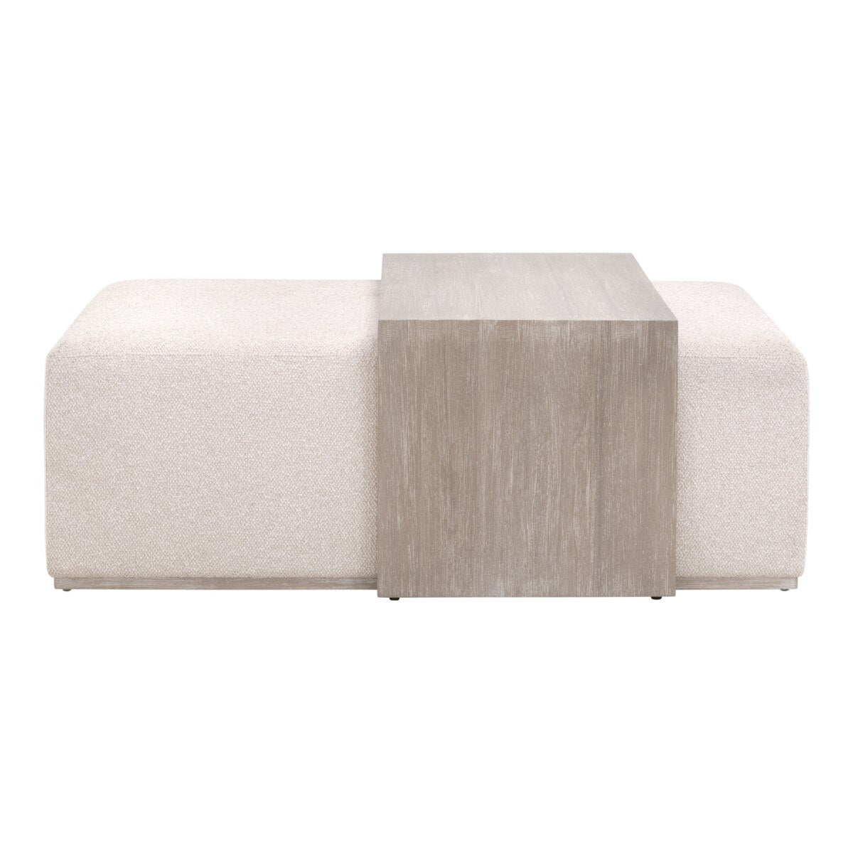 Essentials For Living Dovetail Upholstered Coffee Table ~ LiveSmart Gellar-Linen, Natural Gray Acacia - Image 1