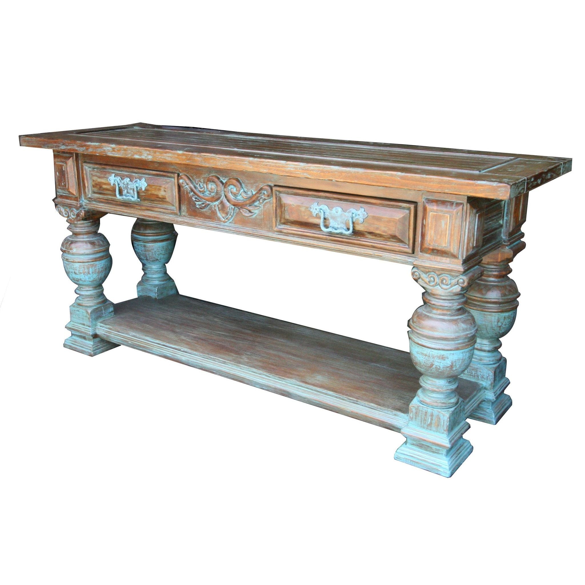 Casa Bonita Peruvian Hand-Painted Carved Wood Monasterio Console Table - Image 1