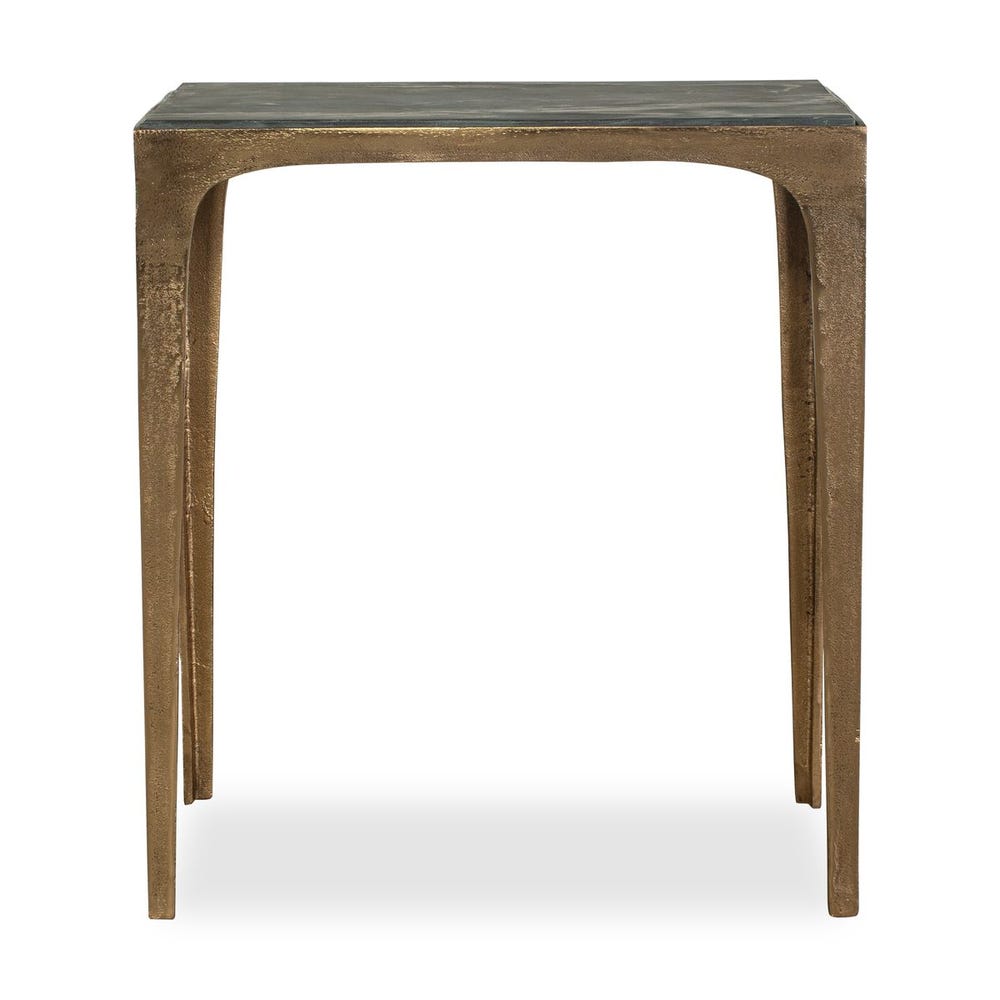 Casa Bella Living Warm Antique Brass With Black Marine Marble Top Accent Table - Image 1
