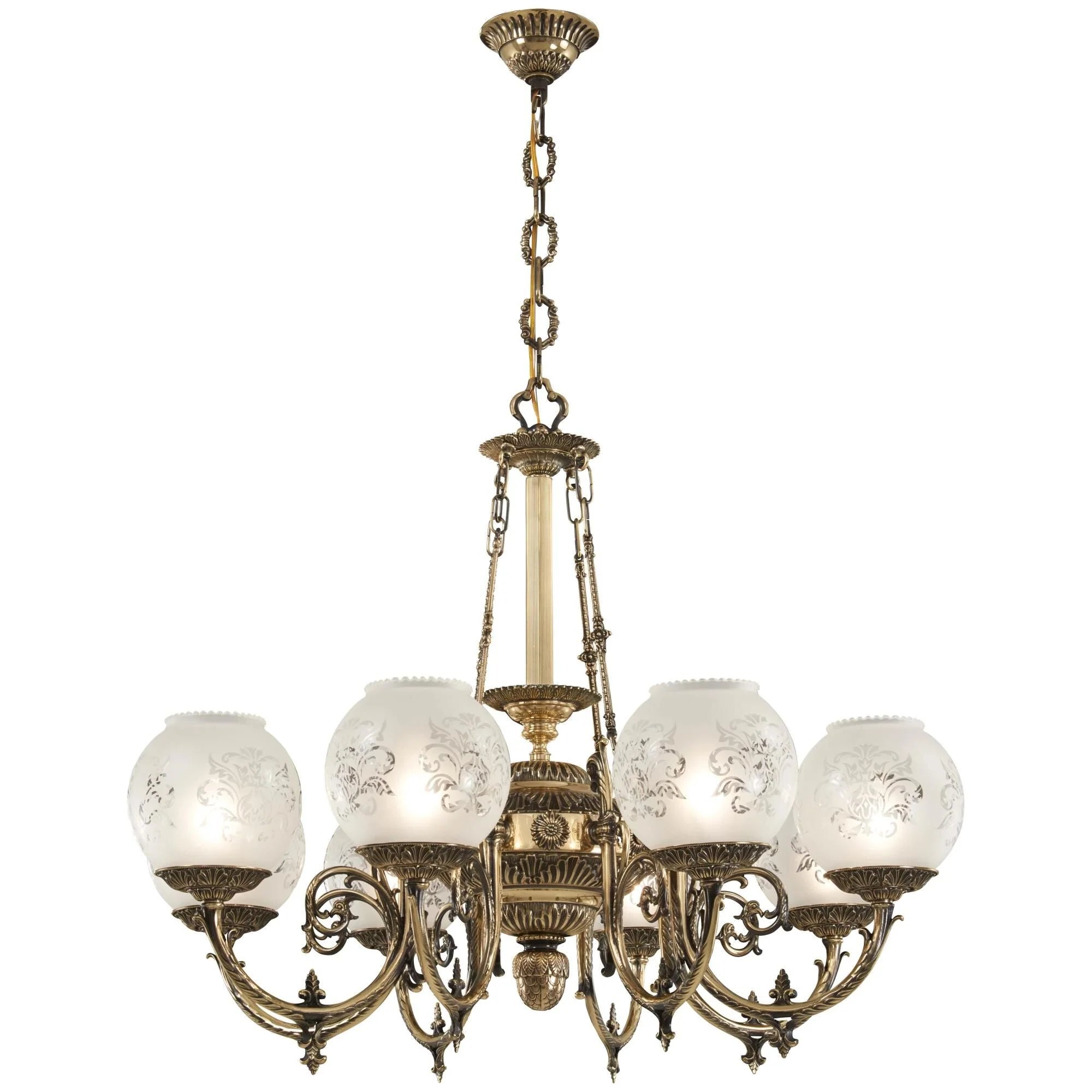 Metropolitan Lighting Elegant Glass And Brass 36 Inch 8 Light Chandelier Cp158856 - Image 2