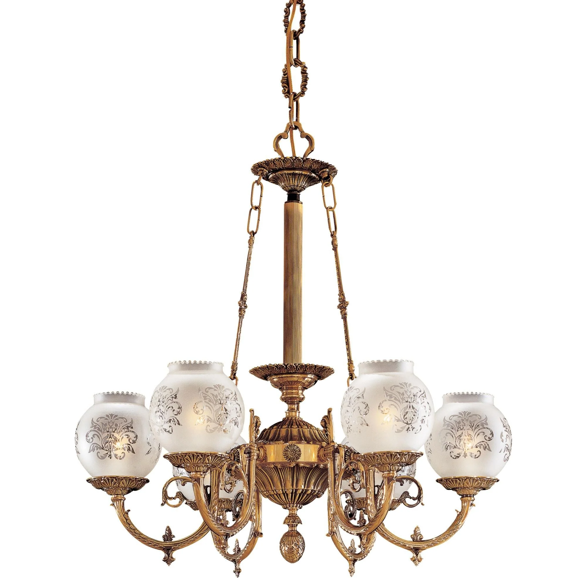 Metropolitan Lighting Elegant Glass And Brass 26 Inch 6 Light Chandelier Cp158855 - Image 2