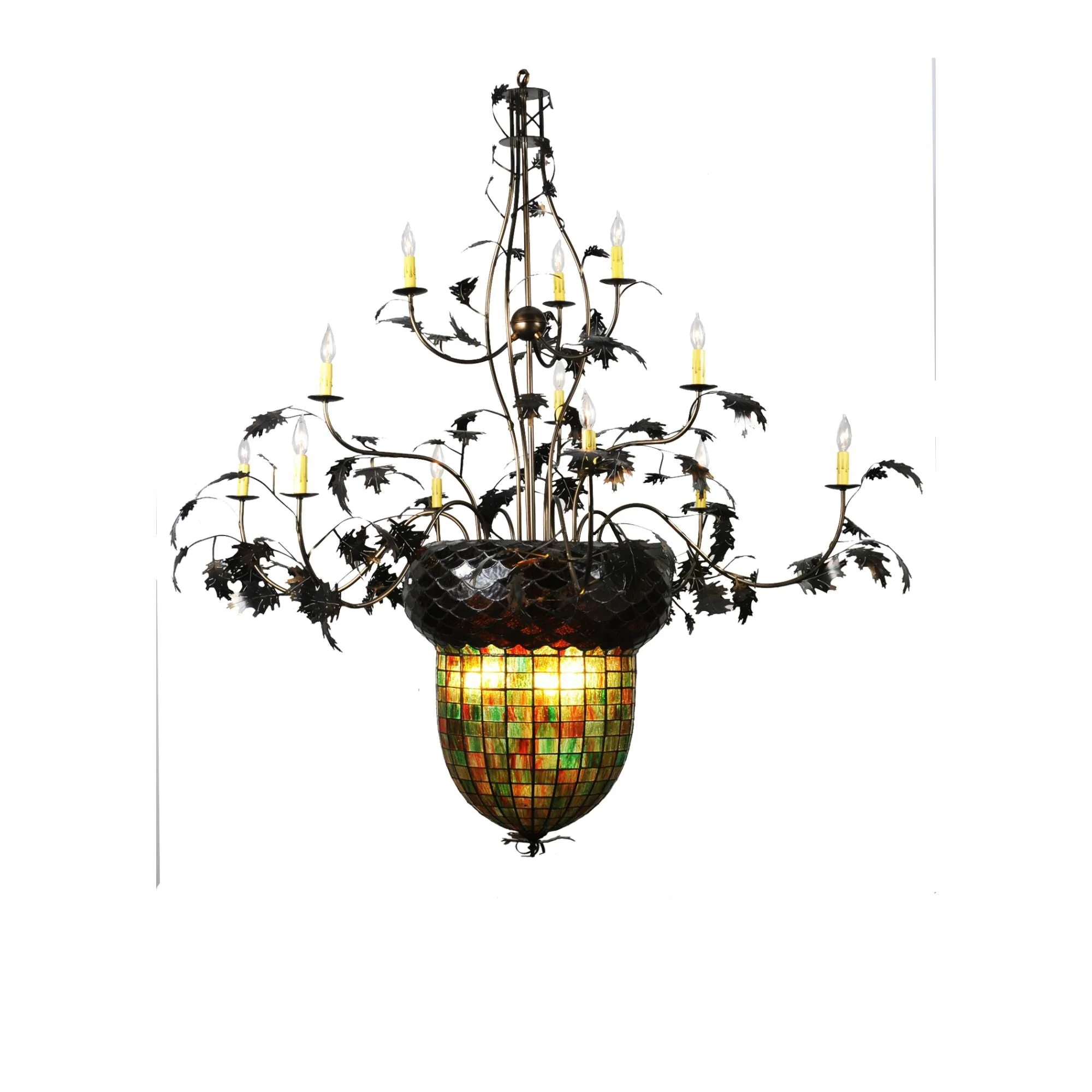 Meyda Lighting Greenbriar Oak 63 Inch 12 Light Chandelier Cp7086 - Image 1