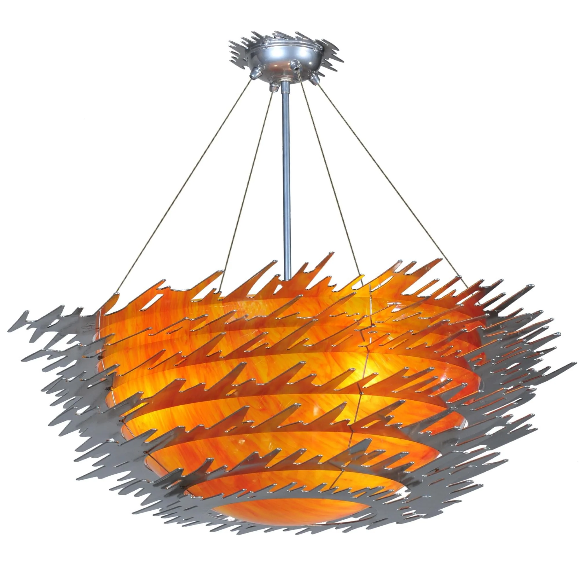 Meyda Lighting Electric Sunset 39 Inch 3 Light Semi Flush Mount Cp9977 - Image 1