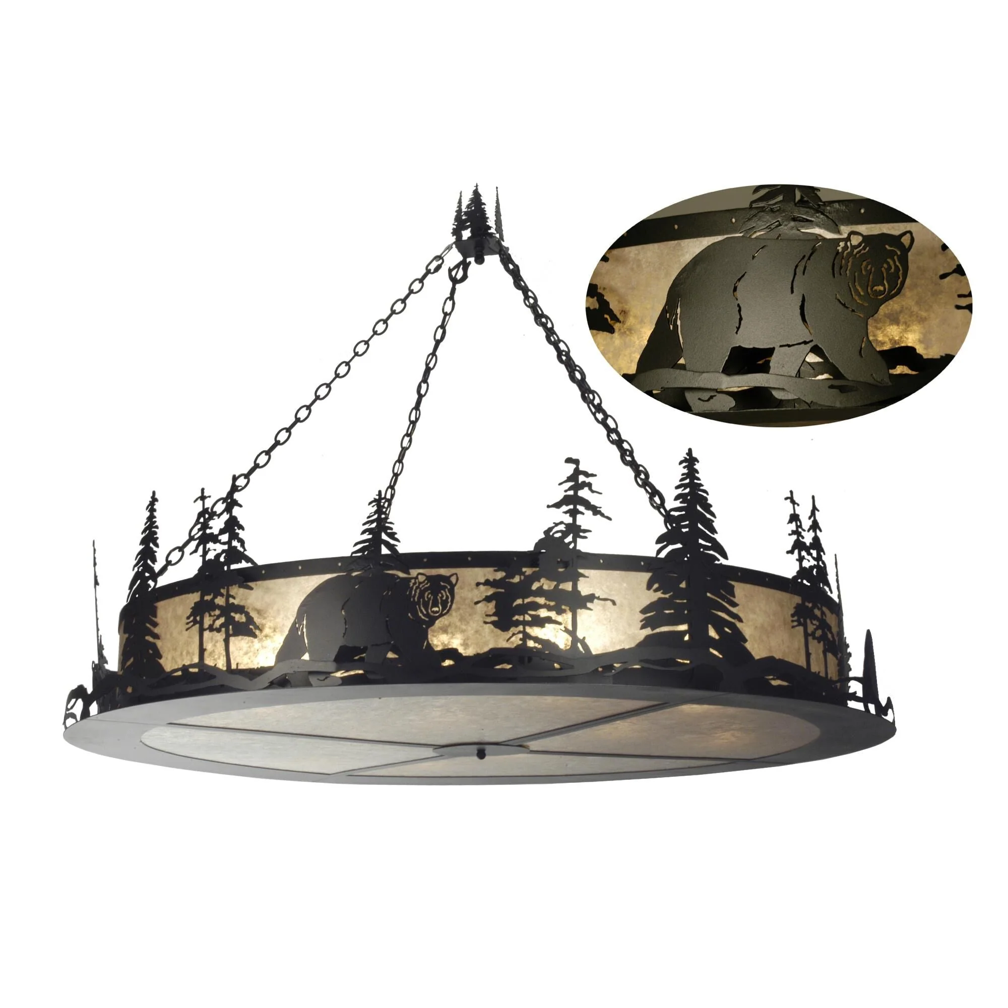 Meyda Lighting Northwoods Bear At Dusk 66 Inch Large Pendant Cp10352 - Image 1