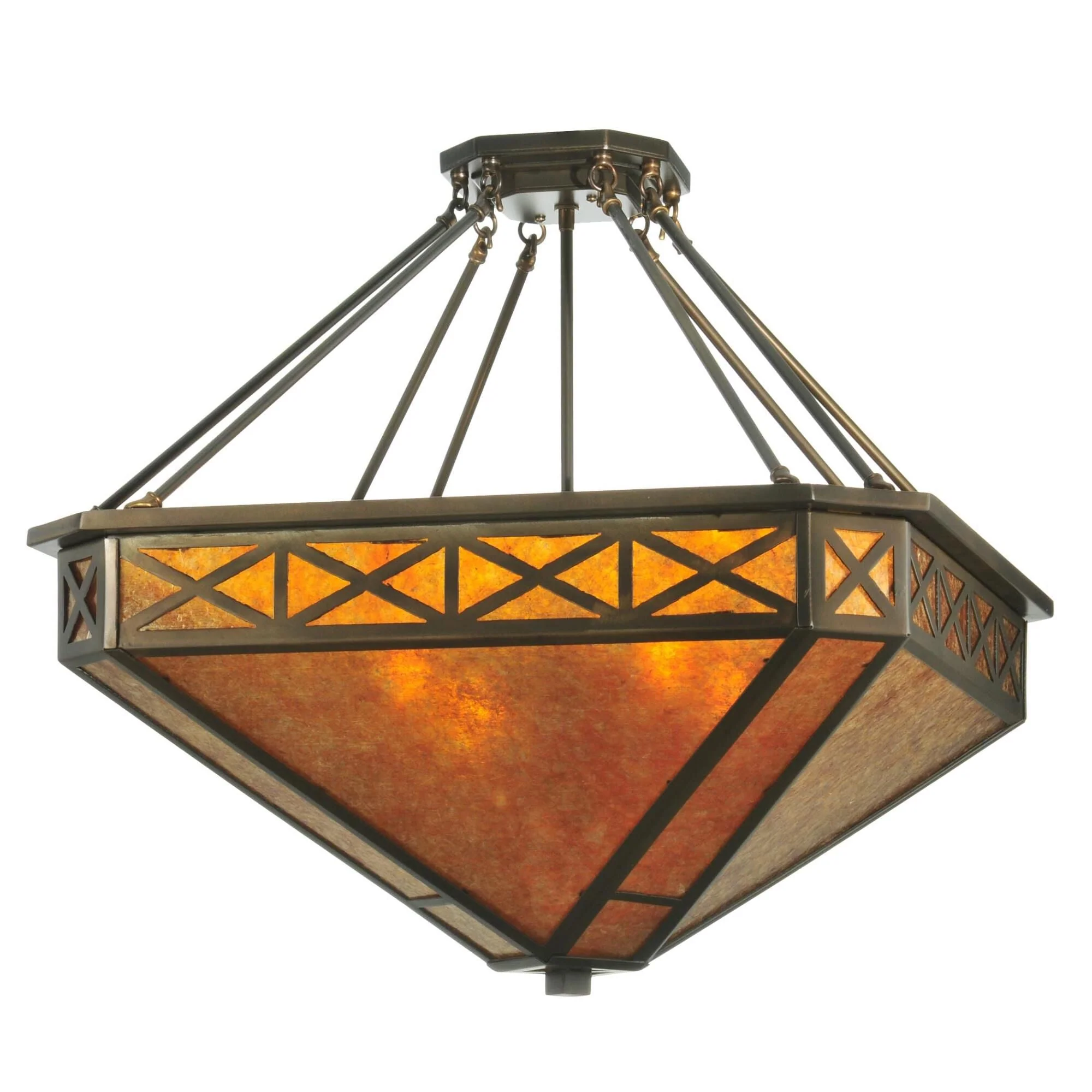 Meyda Lighting Amber Mica Diamond Mission 32 Inch Large Pendant Cp10876 - Image 1