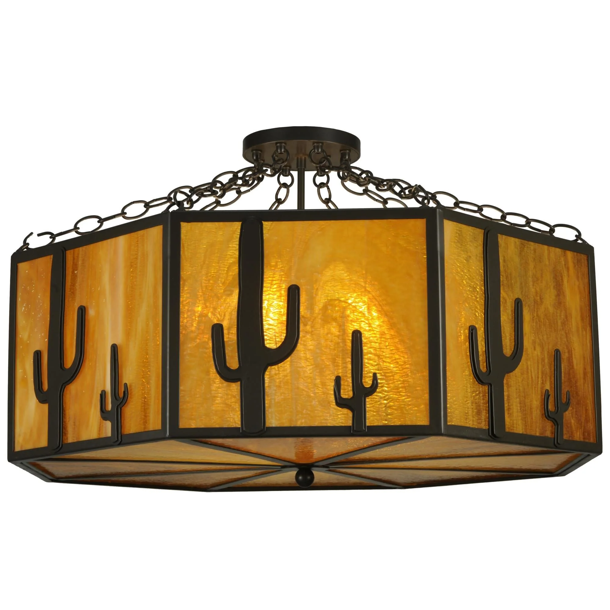 Meyda Lighting Southwest Cactus 30 Inch 8 Light Semi Flush Mount Cp13337 - Image 1