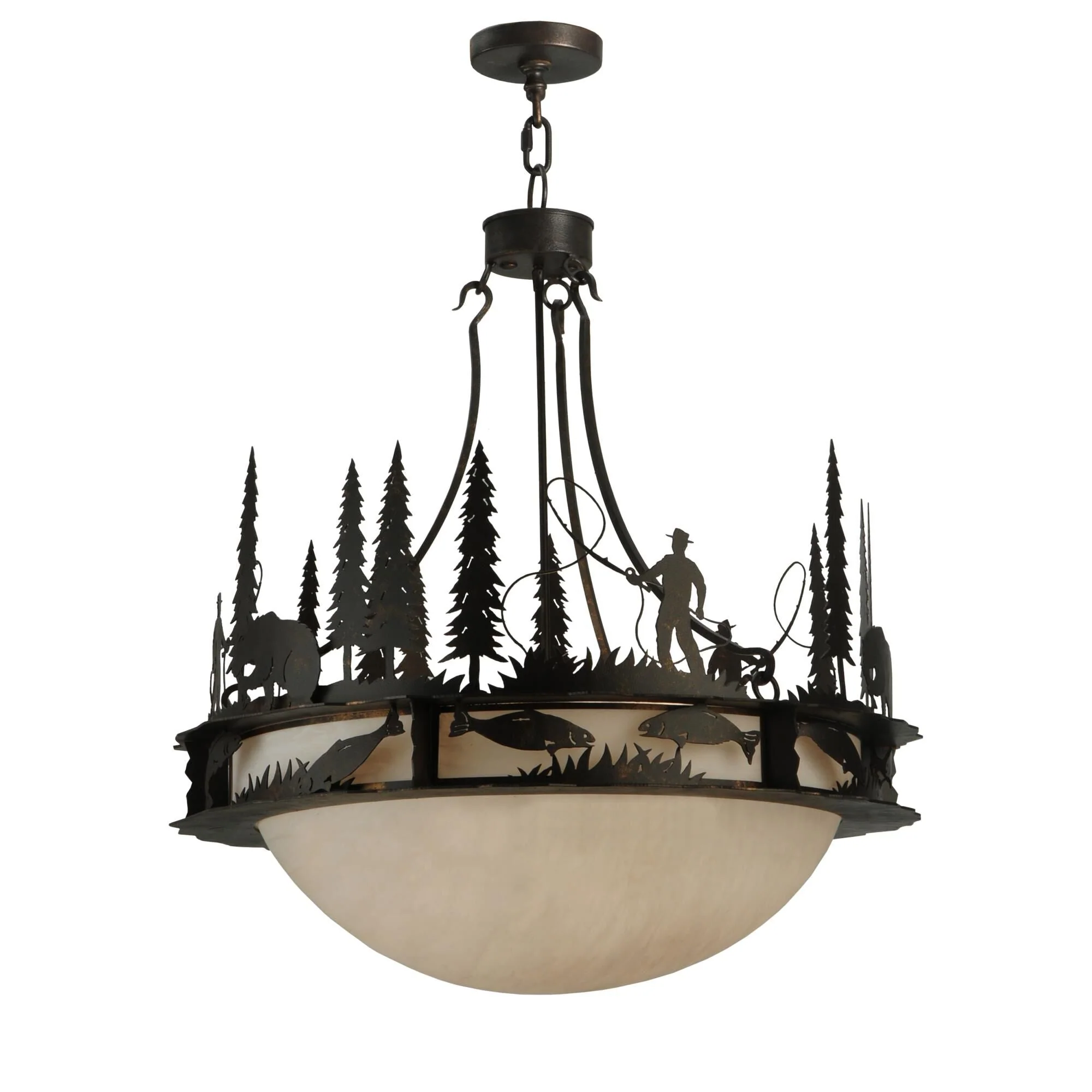 Meyda Lighting Fisherman Grizzly Bear 32 Inch Large Pendant Cp13759 - Image 1