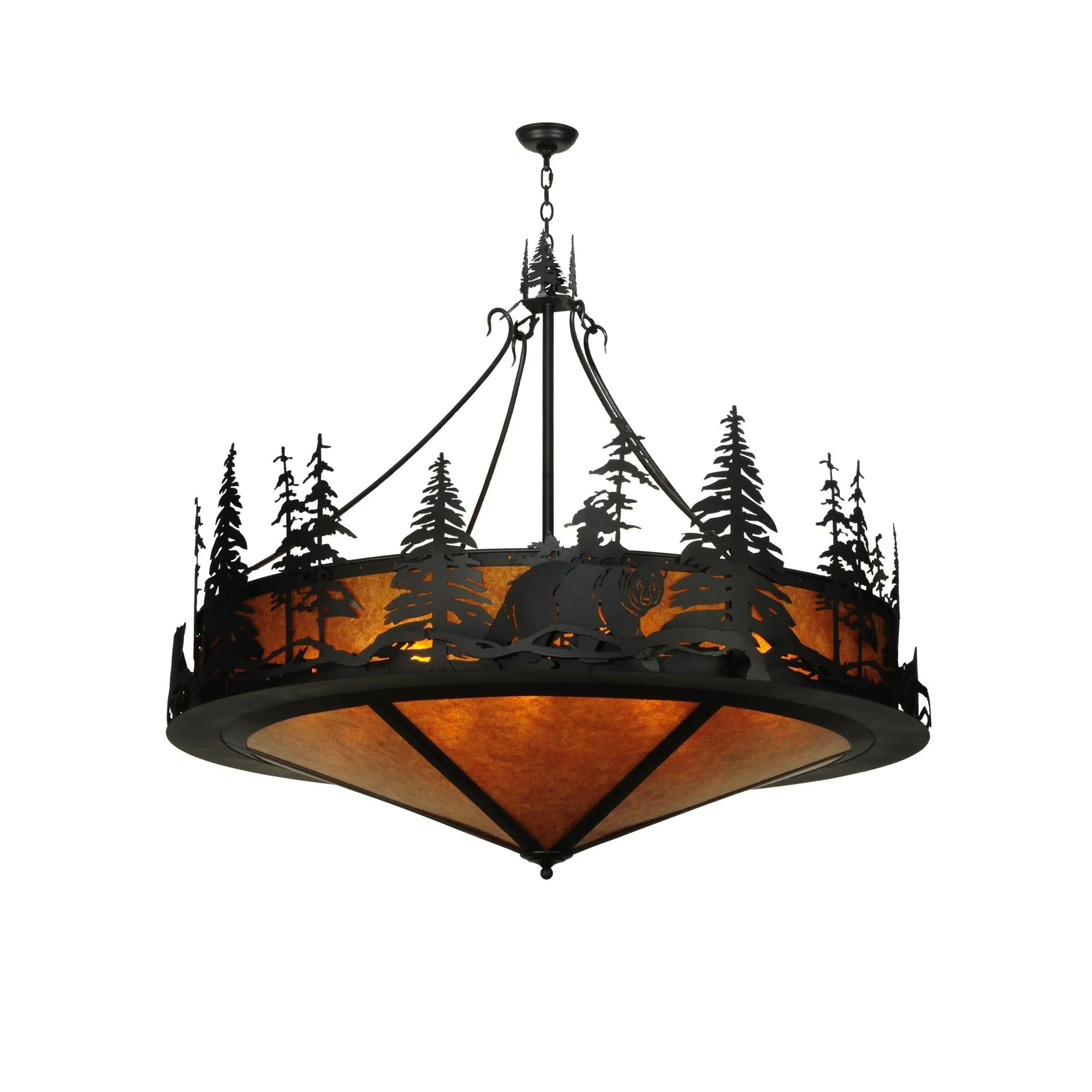 Meyda Lighting Northwoods Bear At Dusk Amber Mica 58 Inch Large Pendant Cp15600 - Image 1