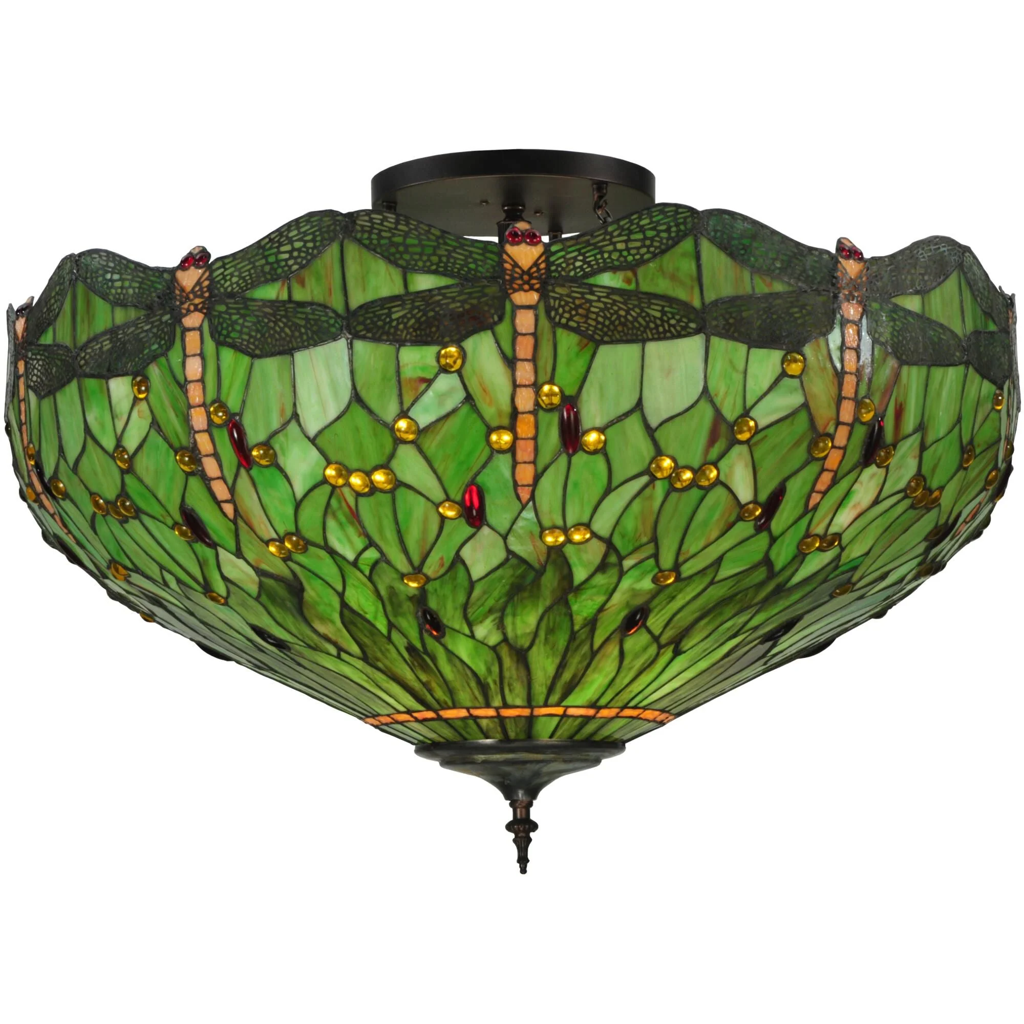 Meyda Lighting Tiffany Hanginghead Dragonfly 38 Inch 5 Light Flush Mount Cp16808 - Image 1