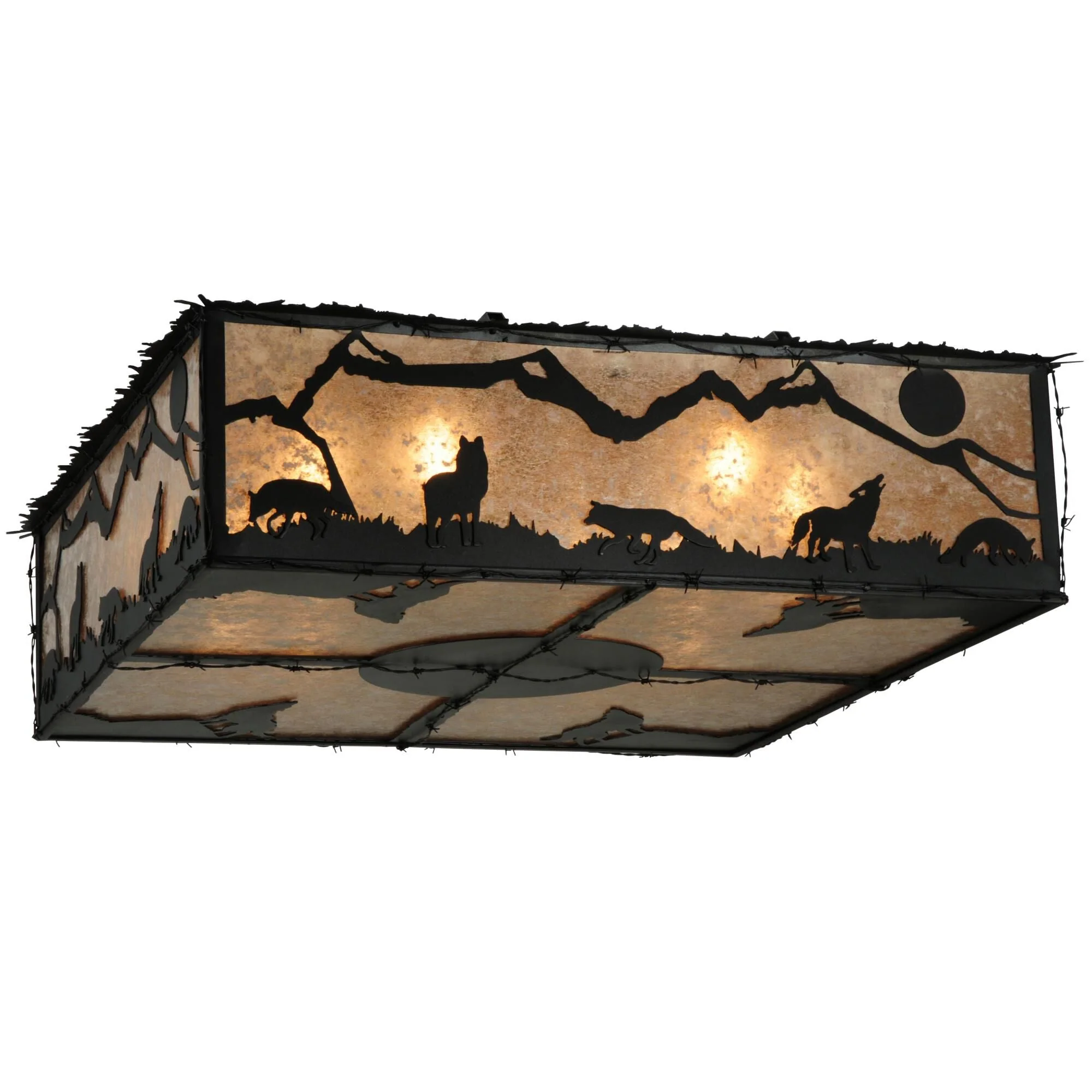 Meyda Lighting Northwoods Wolf On The Loose 55 Inch 8 Light Flush Mount Cp17961 - Image 1