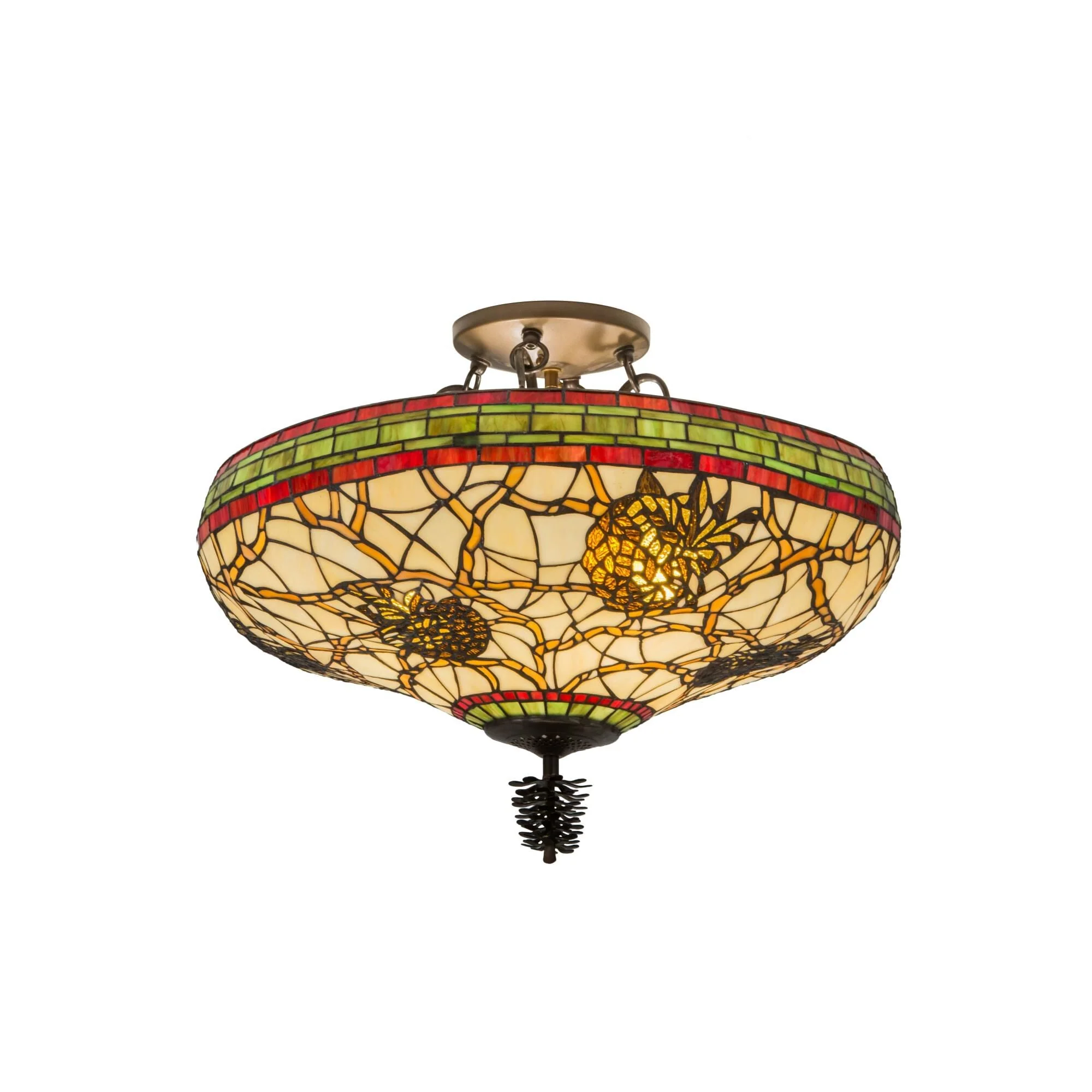 Meyda Lighting Burgundy Pinecone 24 Inch 4 Light Semi Flush Mount Cp19007 - Image 1