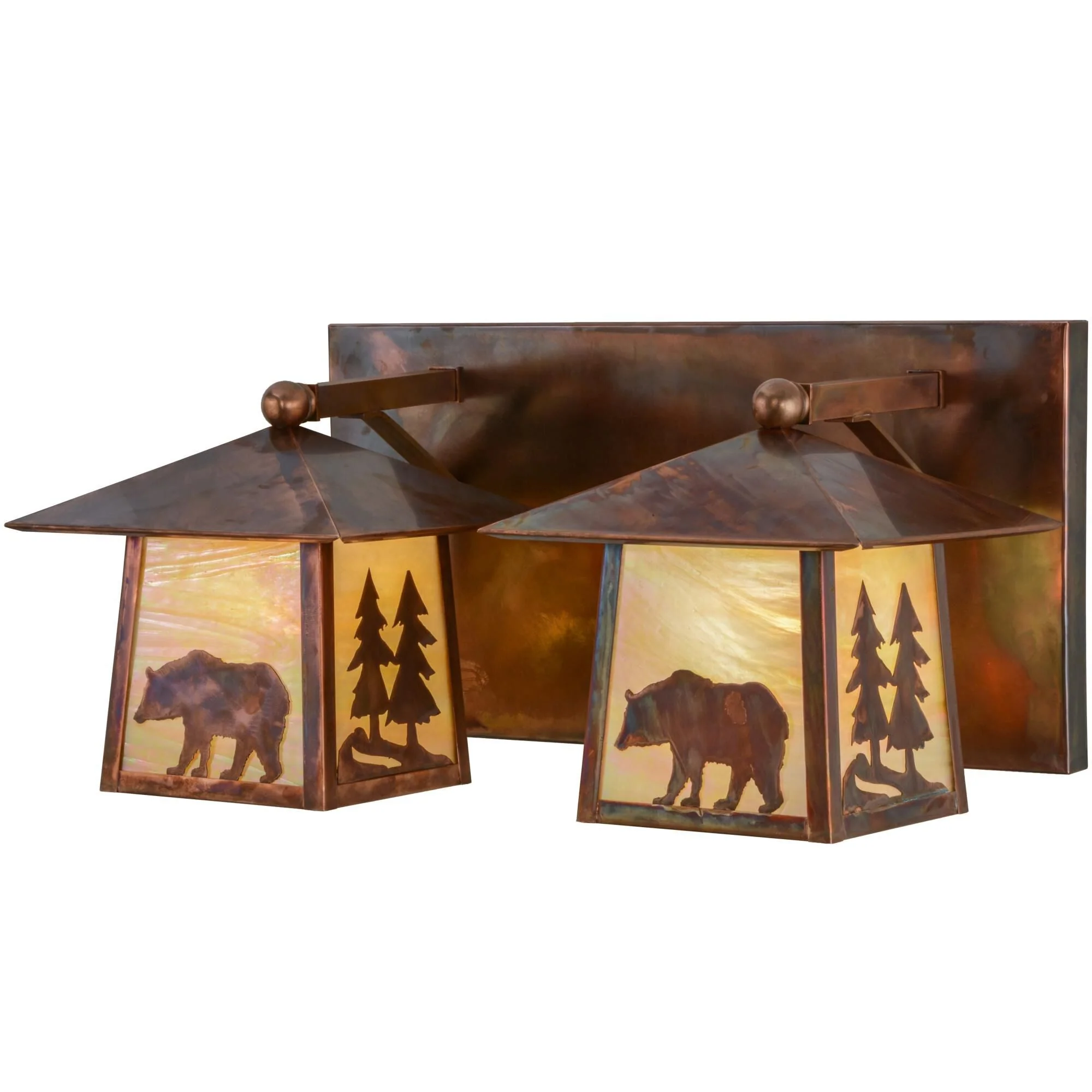 Meyda Lighting Pine Tree And Bear 22 Inch 2 Light Bath Vanity Light Cp21087 - Image 1