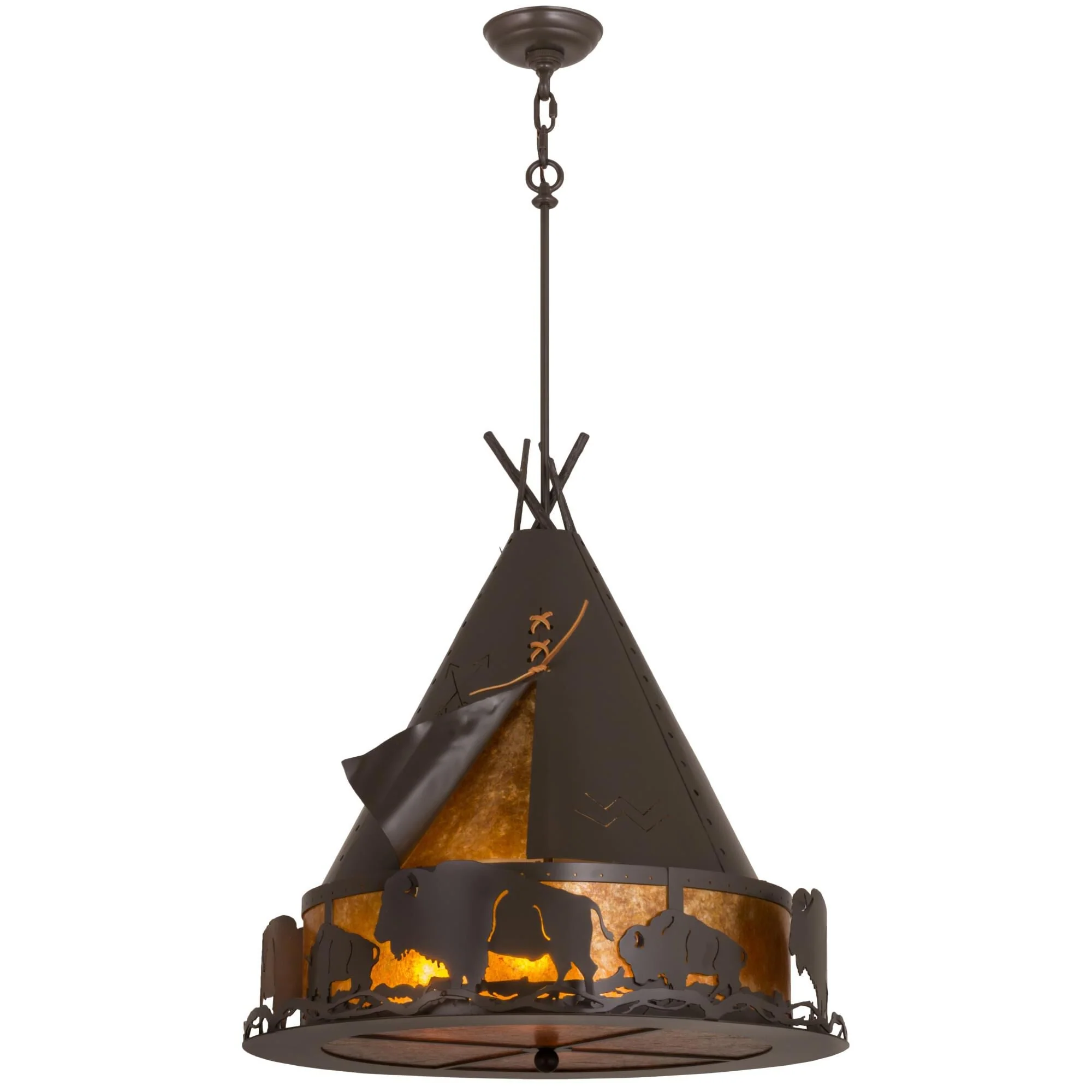 Meyda Lighting Teepee With Buffalo 24 Inch Large Pendant Cp21775 - Image 1