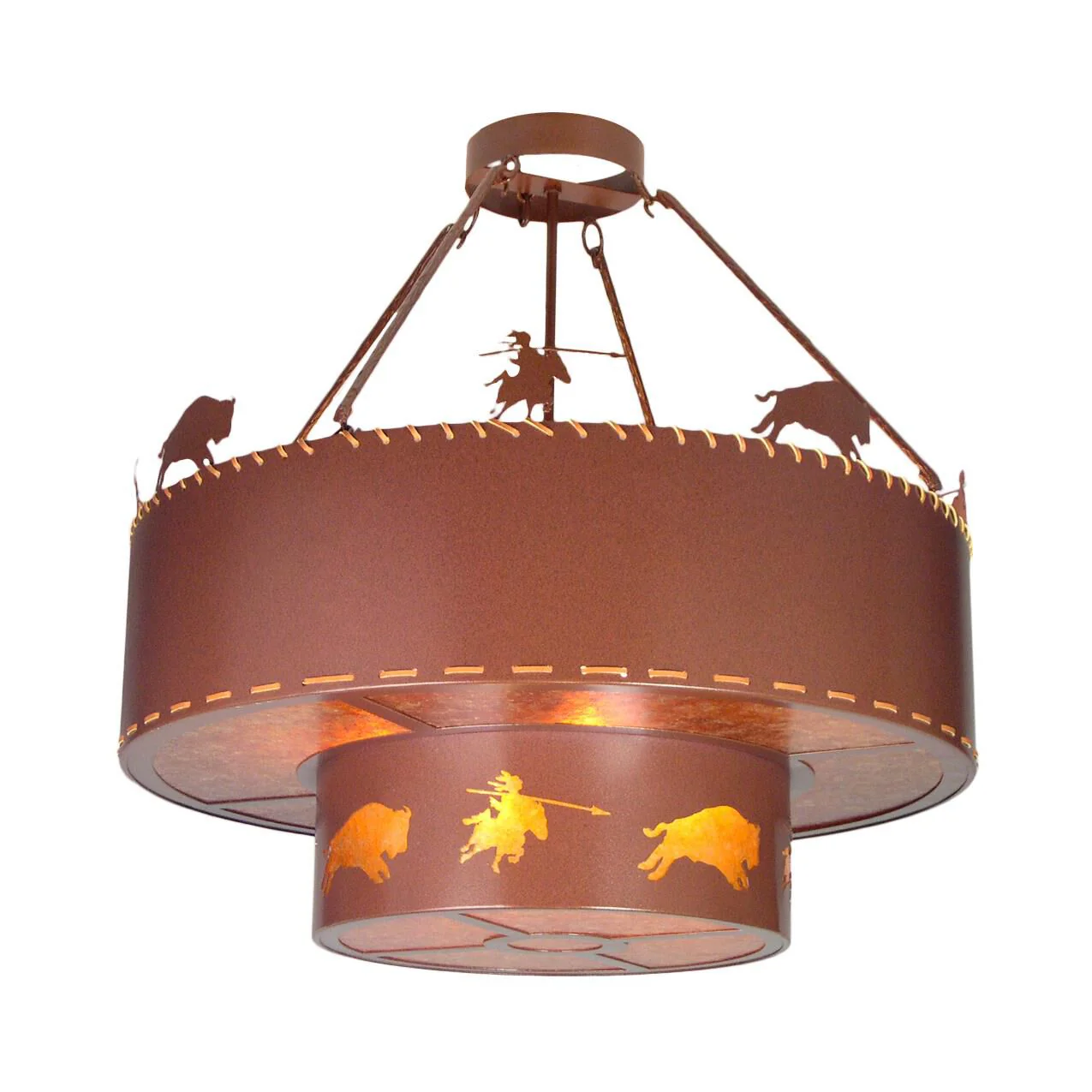 Meyda Lighting Buffalo Hunt 36 Inch Large Pendant Cp27447 - Image 1