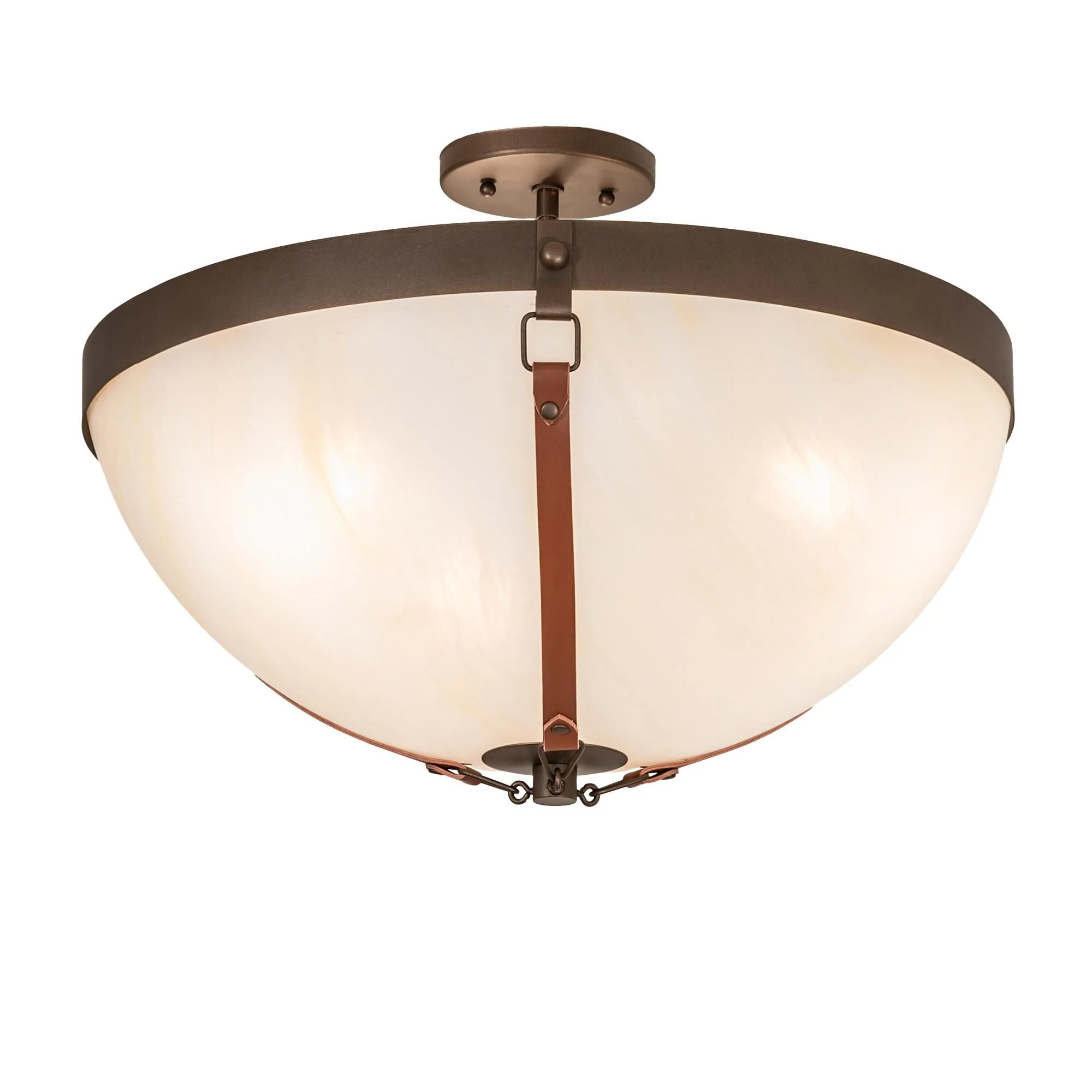 Meyda Lighting Saddle Strap 22 Inch 3 Light Led Semi Flush Mount Cp780141 - Image 1