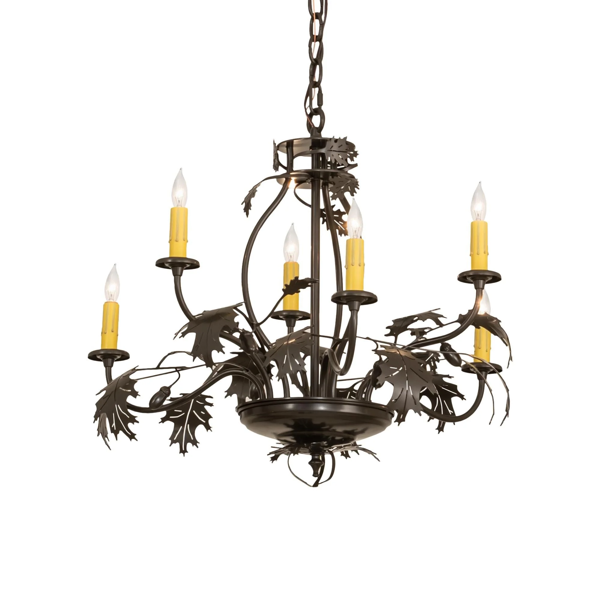 Meyda Lighting Oak Leaf And Acorn 28 Inch 6 Light Chandelier Cp779766 - Image 1