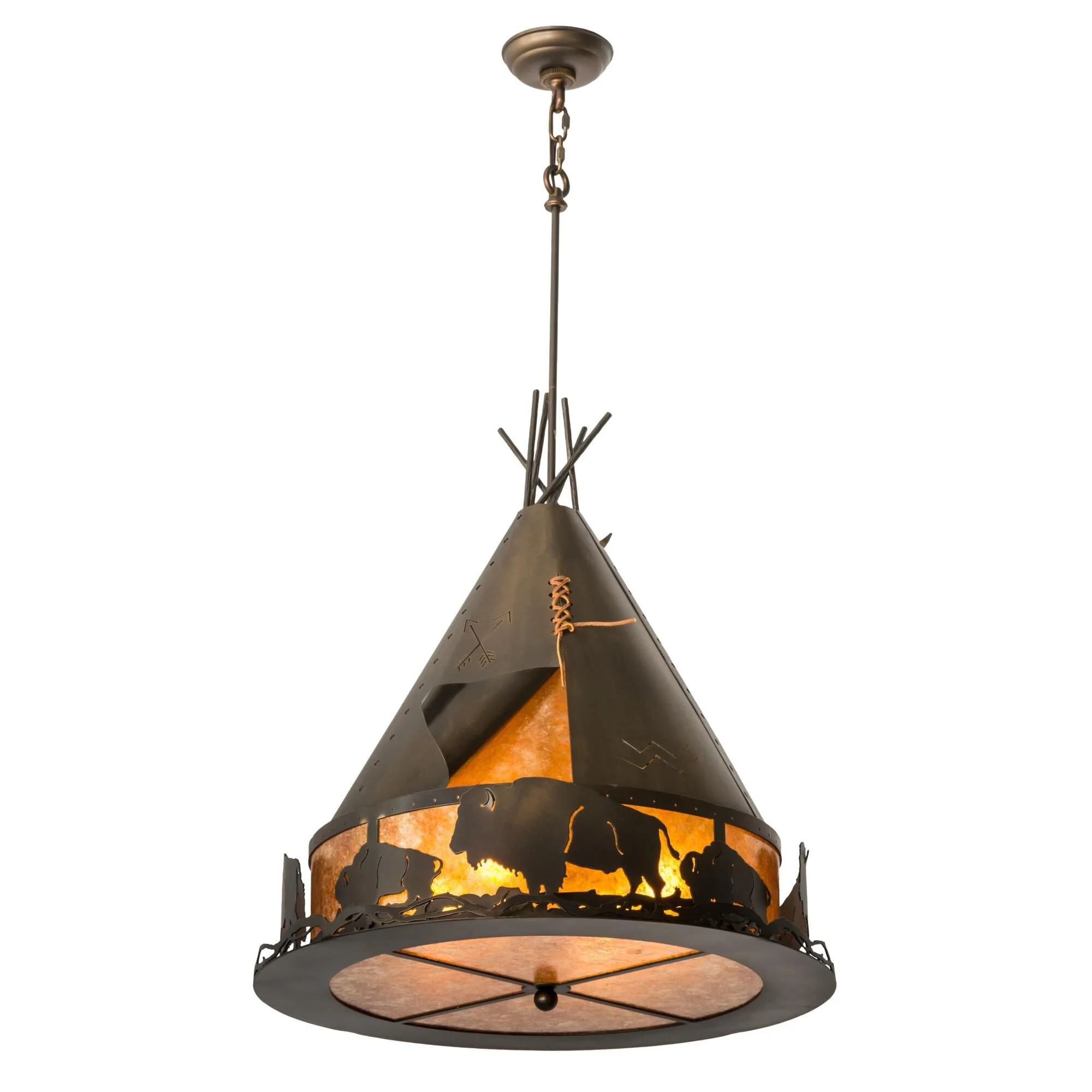 Meyda Lighting Teepee With Buffalo 24 Inch Large Pendant Cp51026 - Image 1