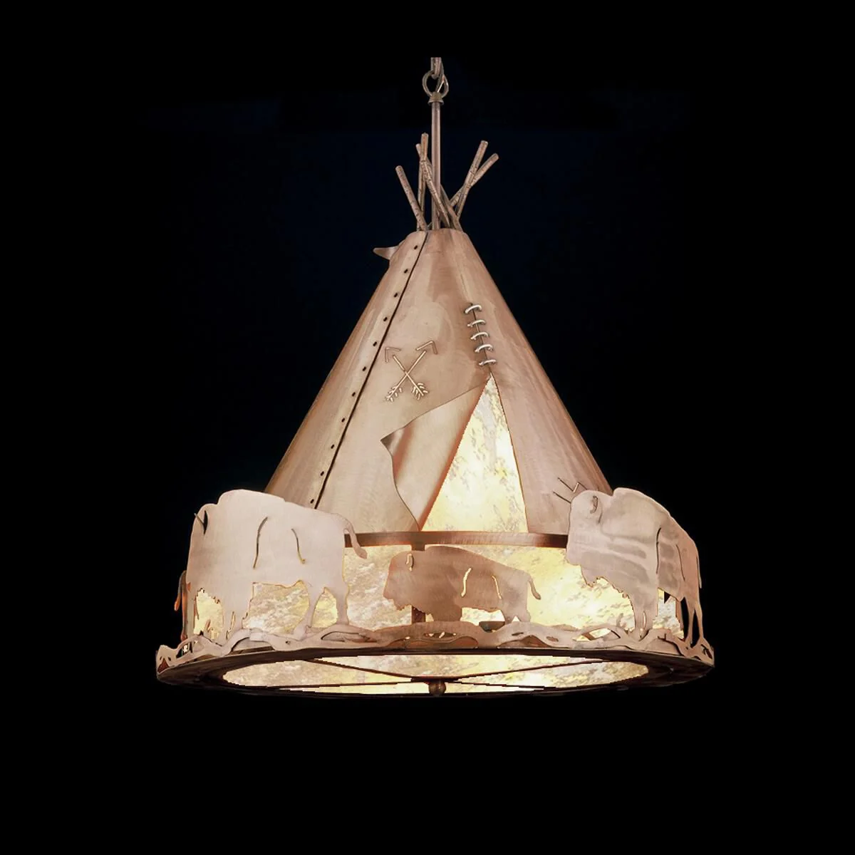 Meyda Lighting Teepee With Buffalo 24 Inch Large Pendant Cp51456 - Image 1