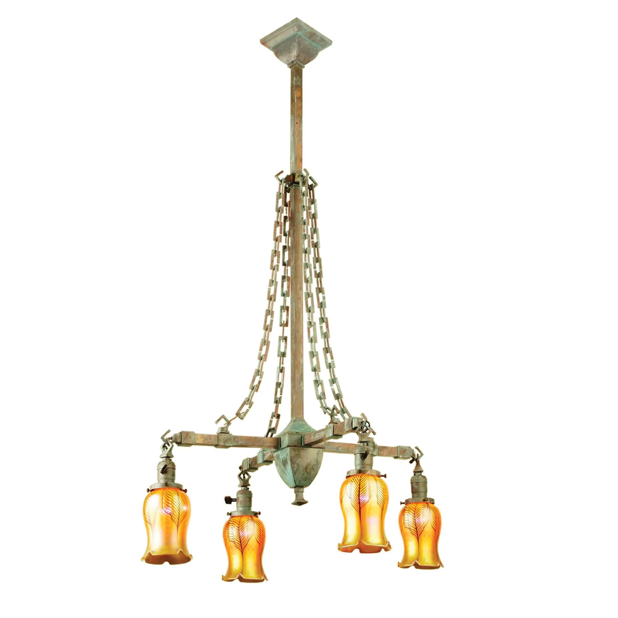 Meyda Lighting Craftsman Favrile 26 Inch 4 Light Chandelier Cp92953 - Image 1