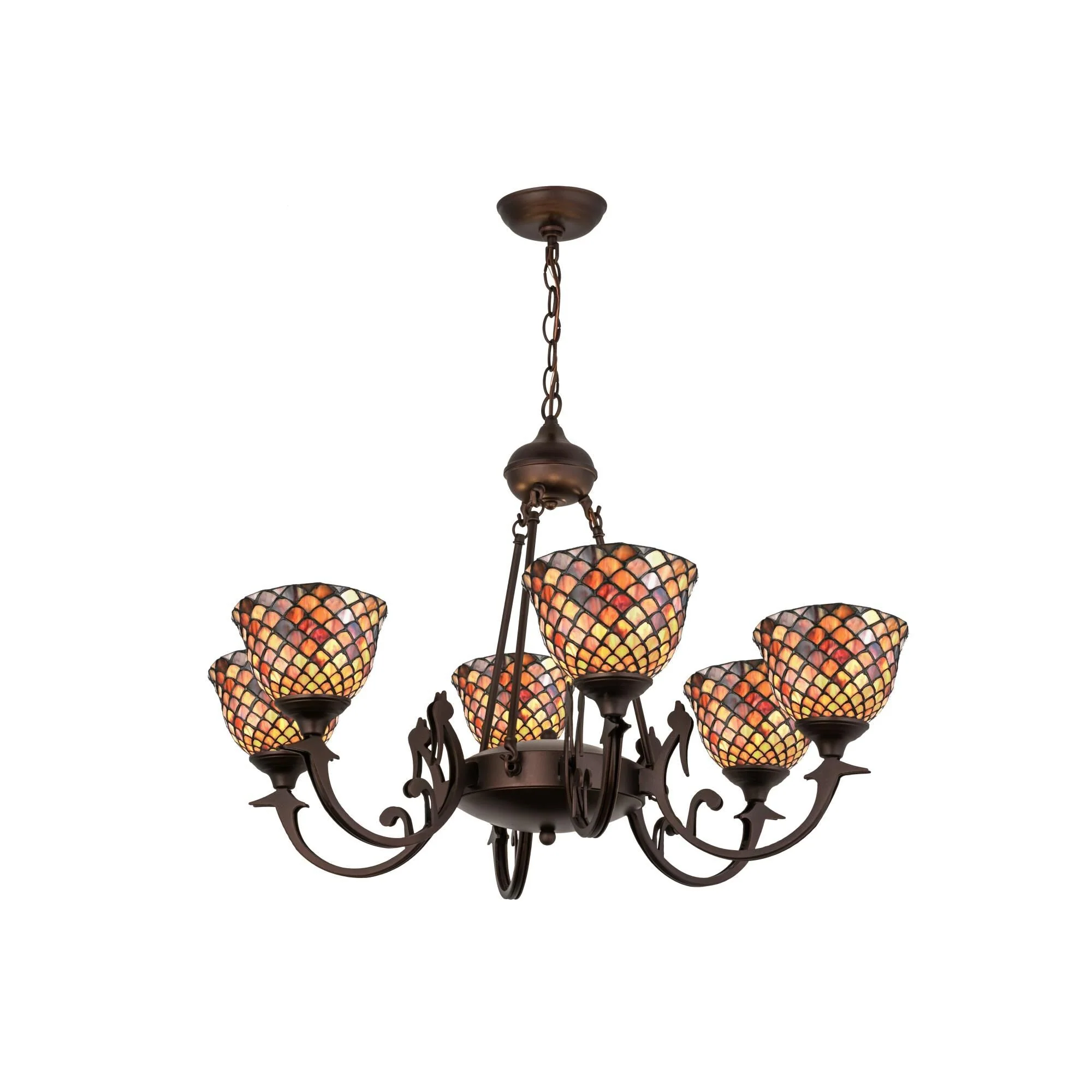 Meyda Lighting Tiffany Fishscale 32 Inch 6 Light Chandelier Cp99313 - Image 1