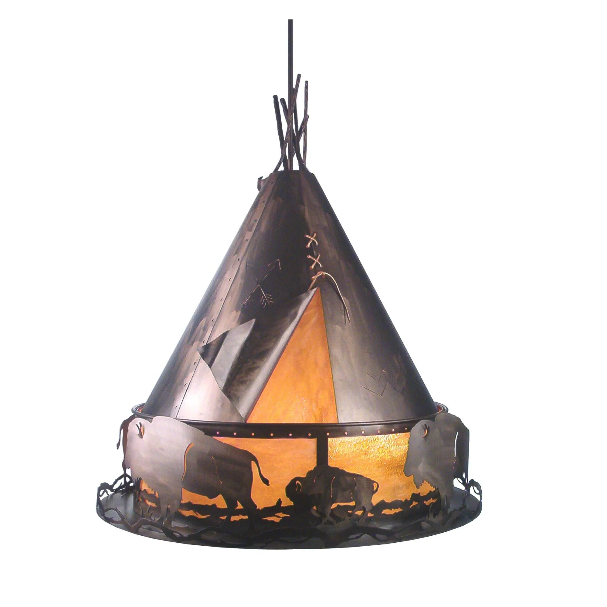 Meyda Lighting Teepee With Buffalo 36 Inch Large Pendant Cp119596 - Image 1