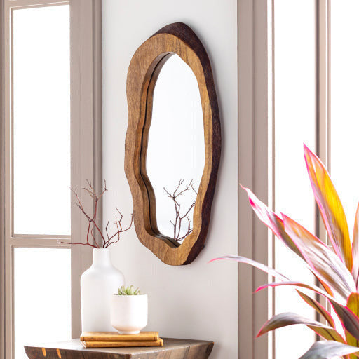 Surya Wall Decor & Mirrors Live Edge Modern Wall Mirror Natural Finish DGE-102