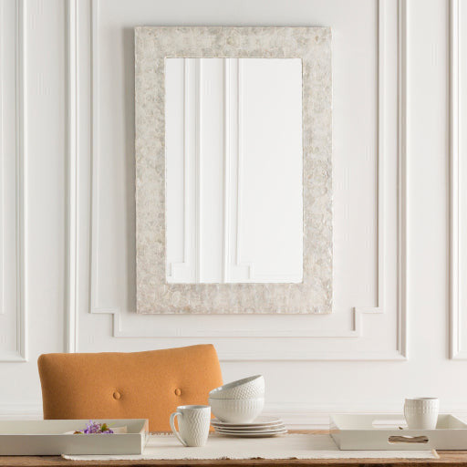 Surya Wall Decor & Mirrors Whitaker Modern Wall Mirror Finish White Mother of Pearl  WTK-7203 - Image 1