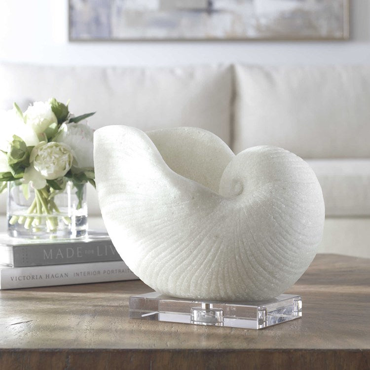 Uttermost Nautilus Shell Stone and Marble Sculpture - Image 1