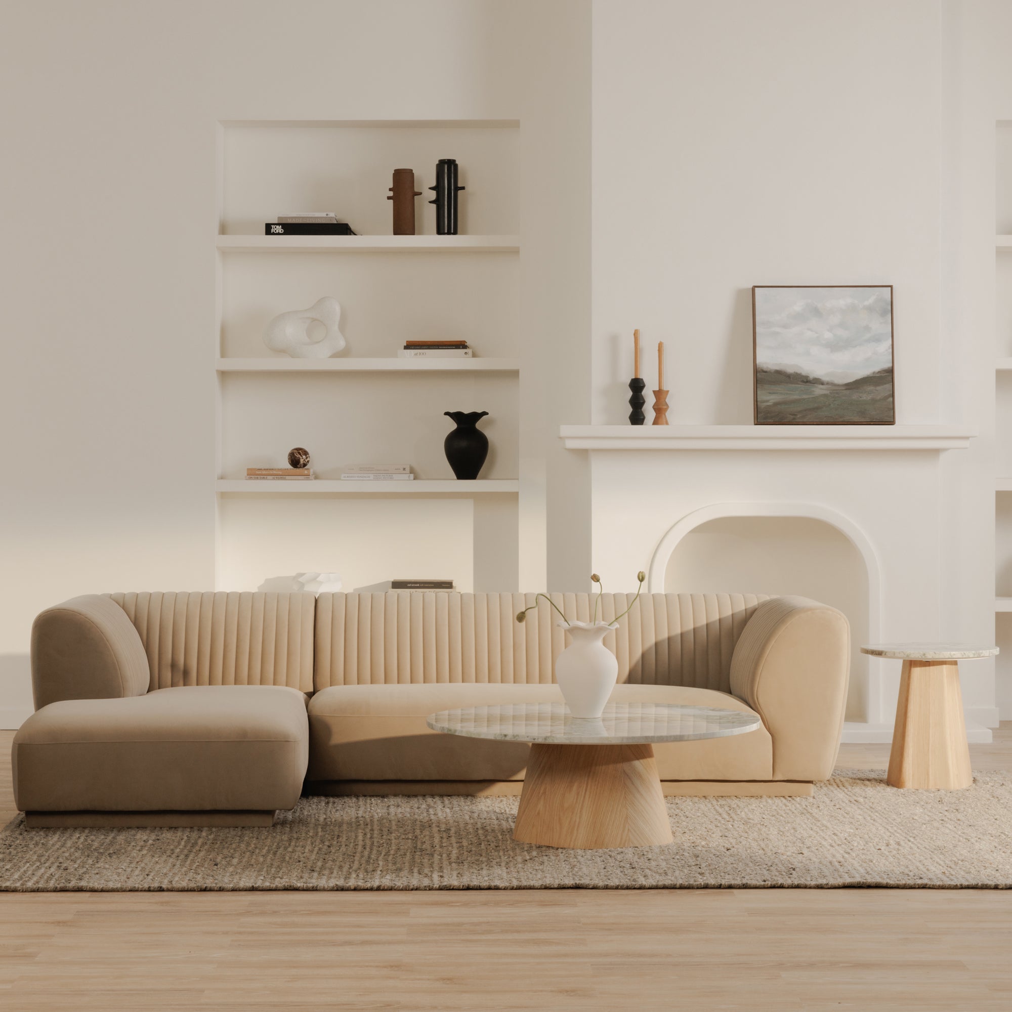 Moe’s Home Collection Zandro Beige Left-Facing Sectional