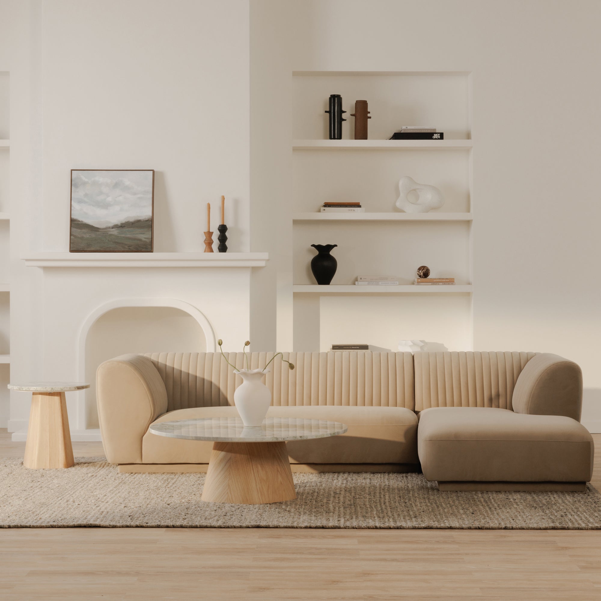 Moe’s Home Collection Zandro Beige Right-Facing Sectional