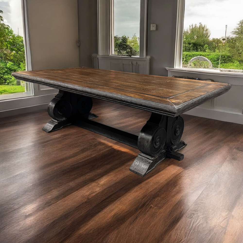 Casa Bonita Peruvian Hand-Painted Carved Wood Olympus 8 Foot Dining Table - Image 2
