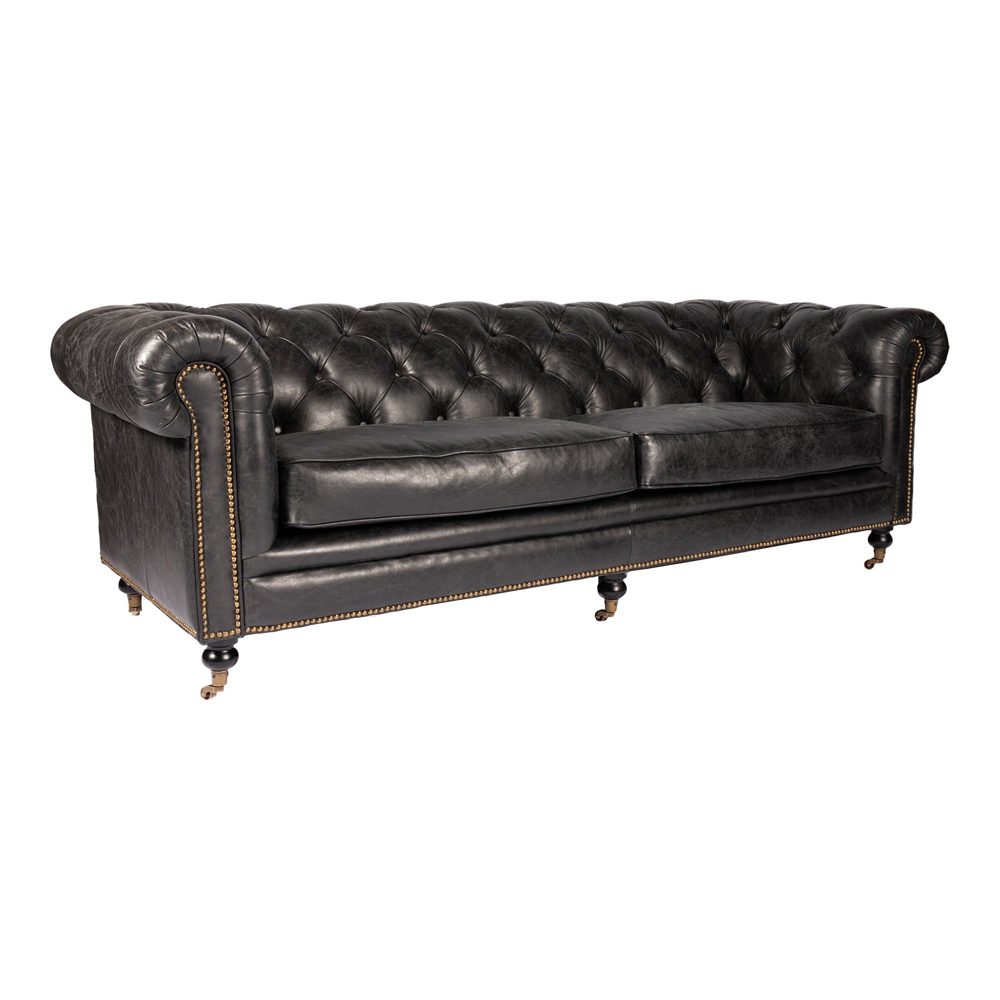 Moe's Home Collection Birmingham Tufted Black Leather Sofa - Image 2