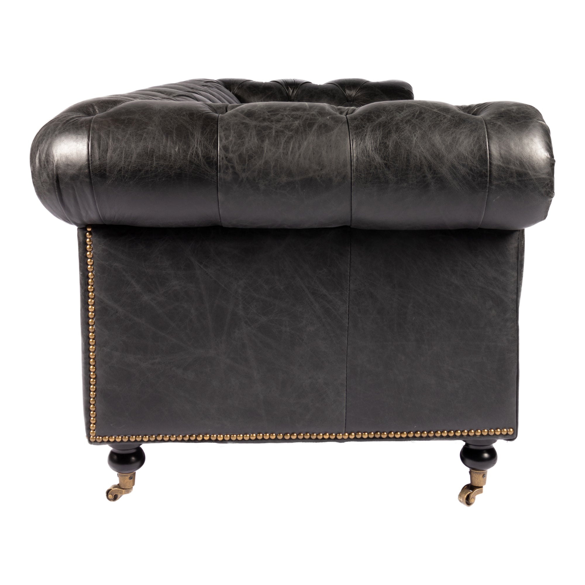 Moe's Home Collection Birmingham Tufted Black Leather Sofa - Image 3