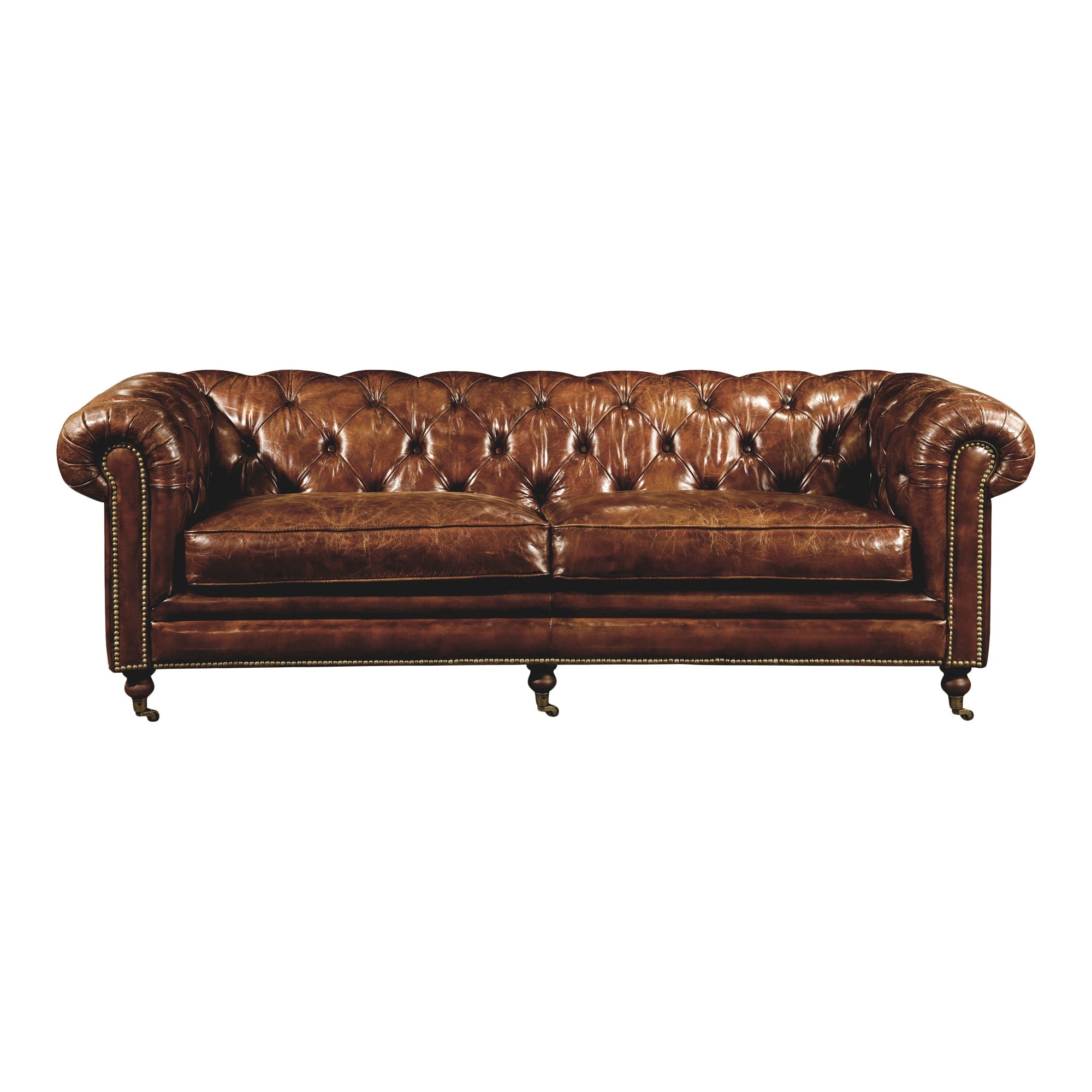 Moe’s Home Collection Birmingham Tufted Dark Brown Leather Sofa