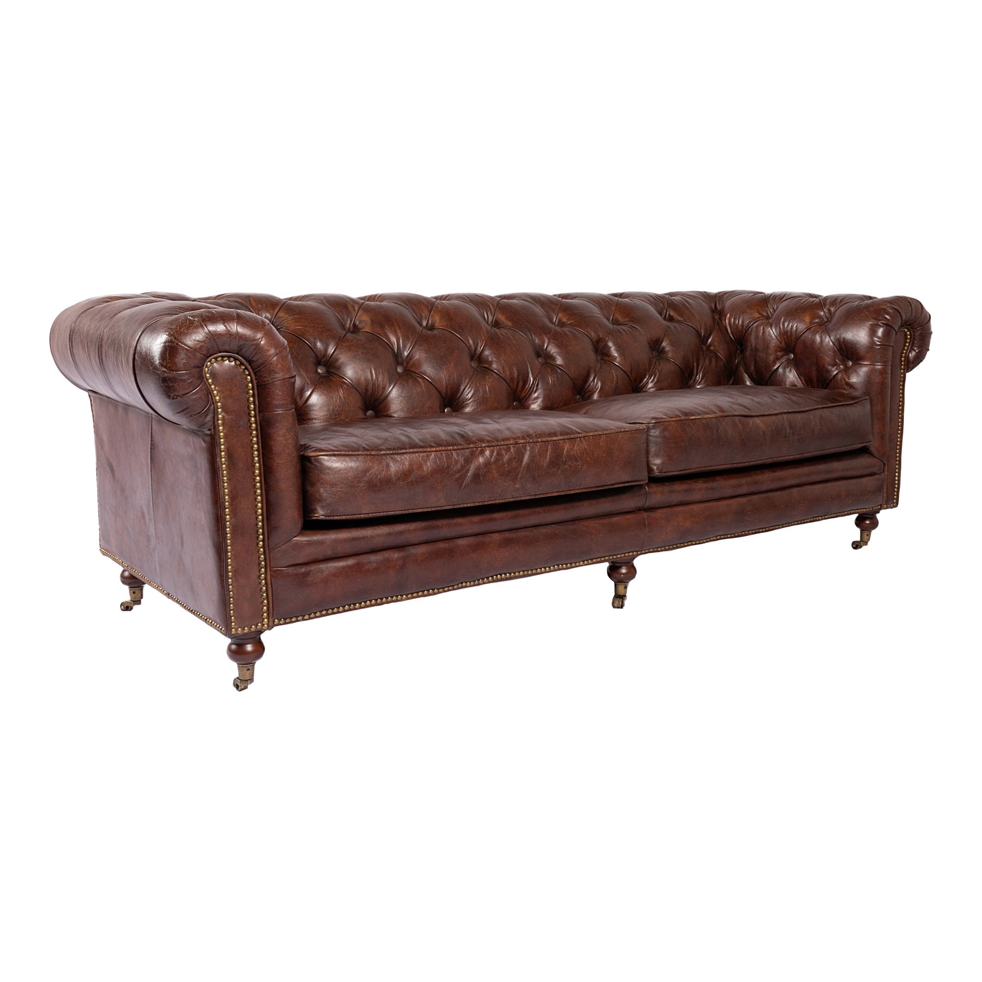 Moe's Home Collection Birmingham Tufted Dark Brown Leather Sofa - Image 2