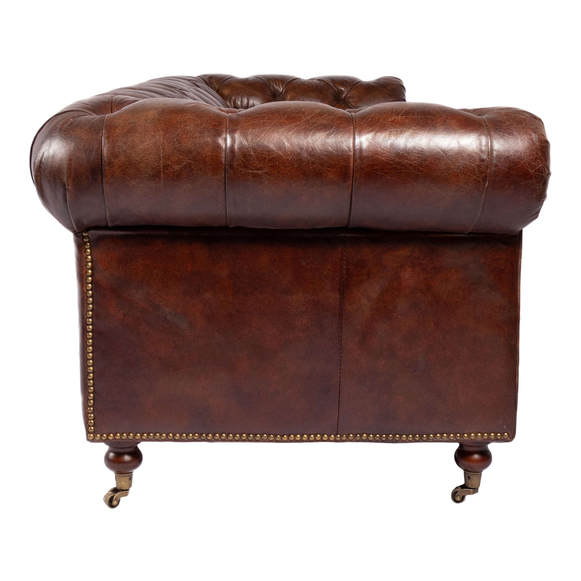 Moe's Home Collection Birmingham Tufted Dark Brown Leather Sofa - Image 3