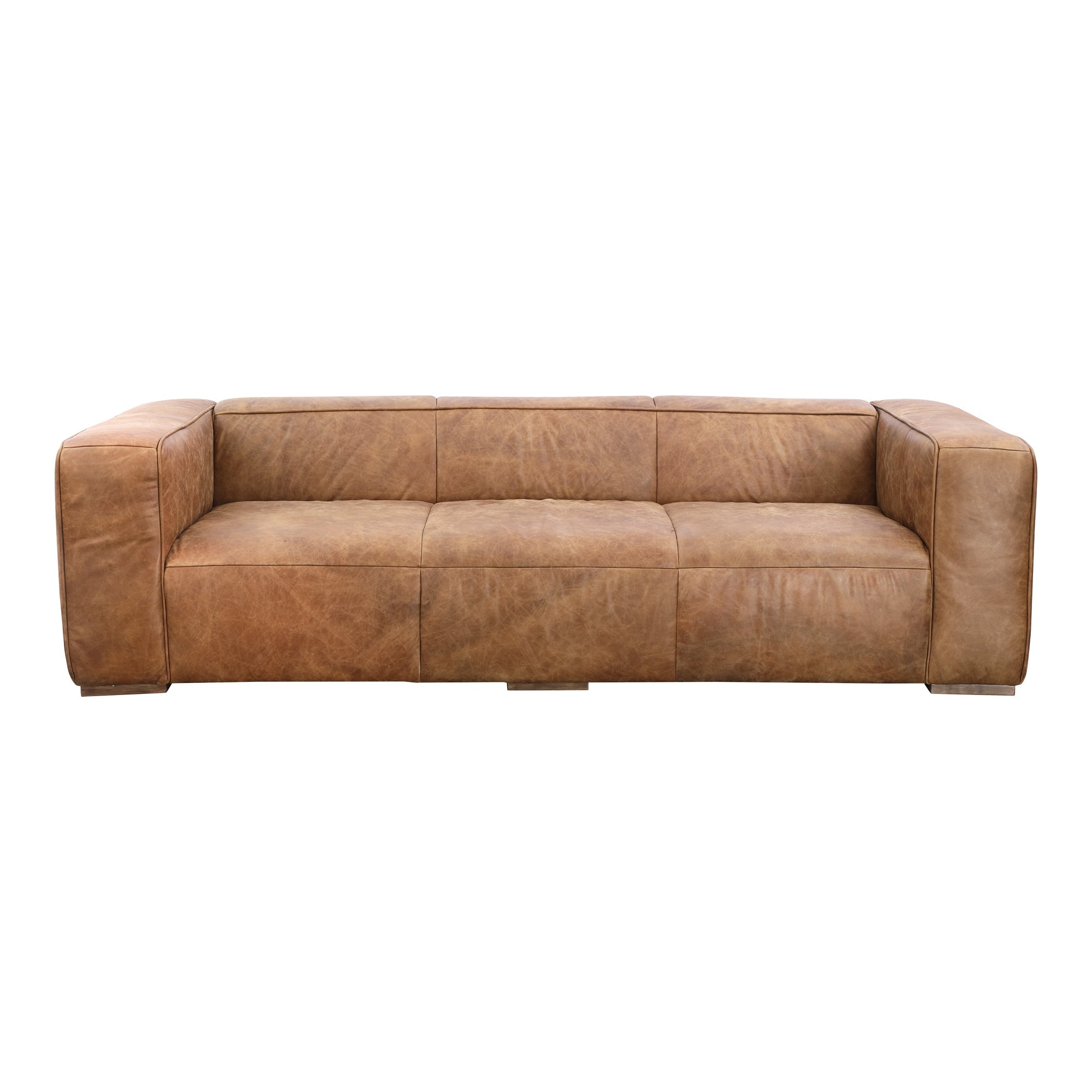 Moe’s Home Collection Bolton Open Road Brown Leather Sofa