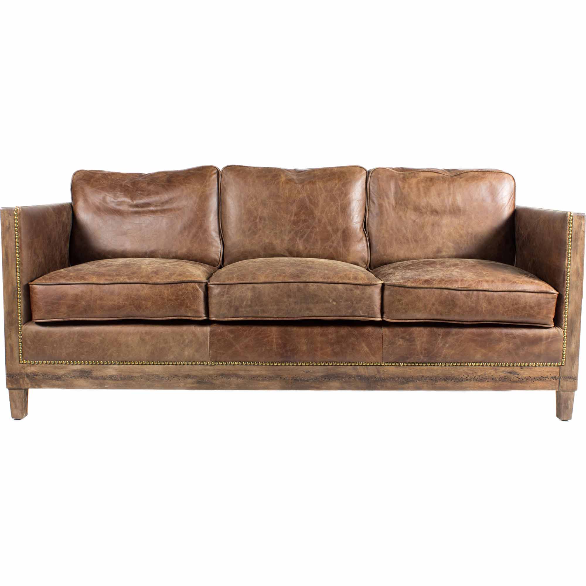 Moe’s Home Collection Darlington Rustic Brown Leather Sofa