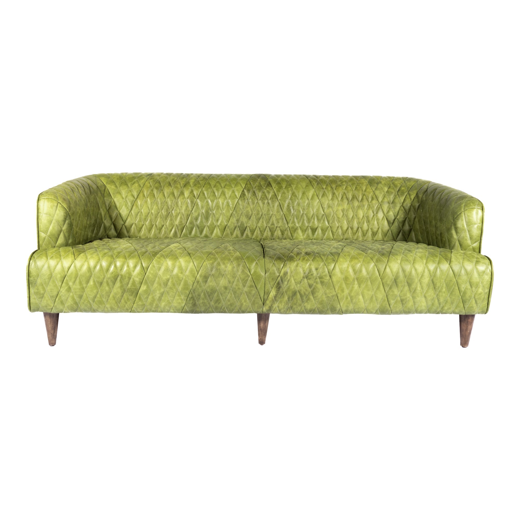Moe's Home Collection Magdelan Diamond Tufted Green Leather Sofa - Image 2