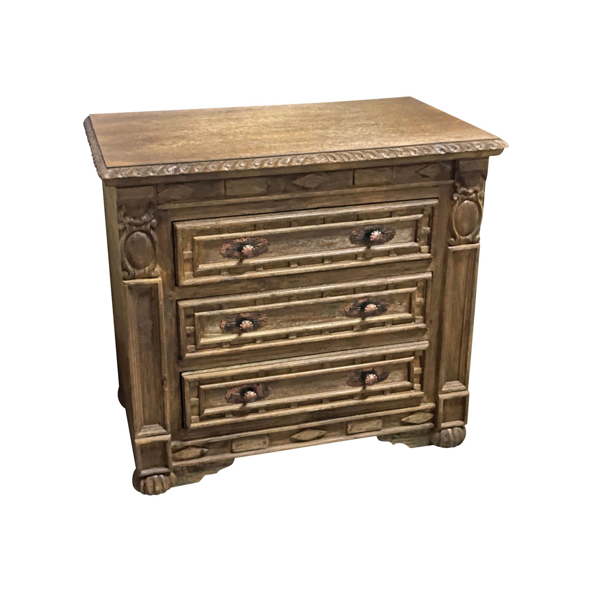 Casa Bonita Peruvian Hand-Painted Carved Wood Prado Nightstand - Image 3