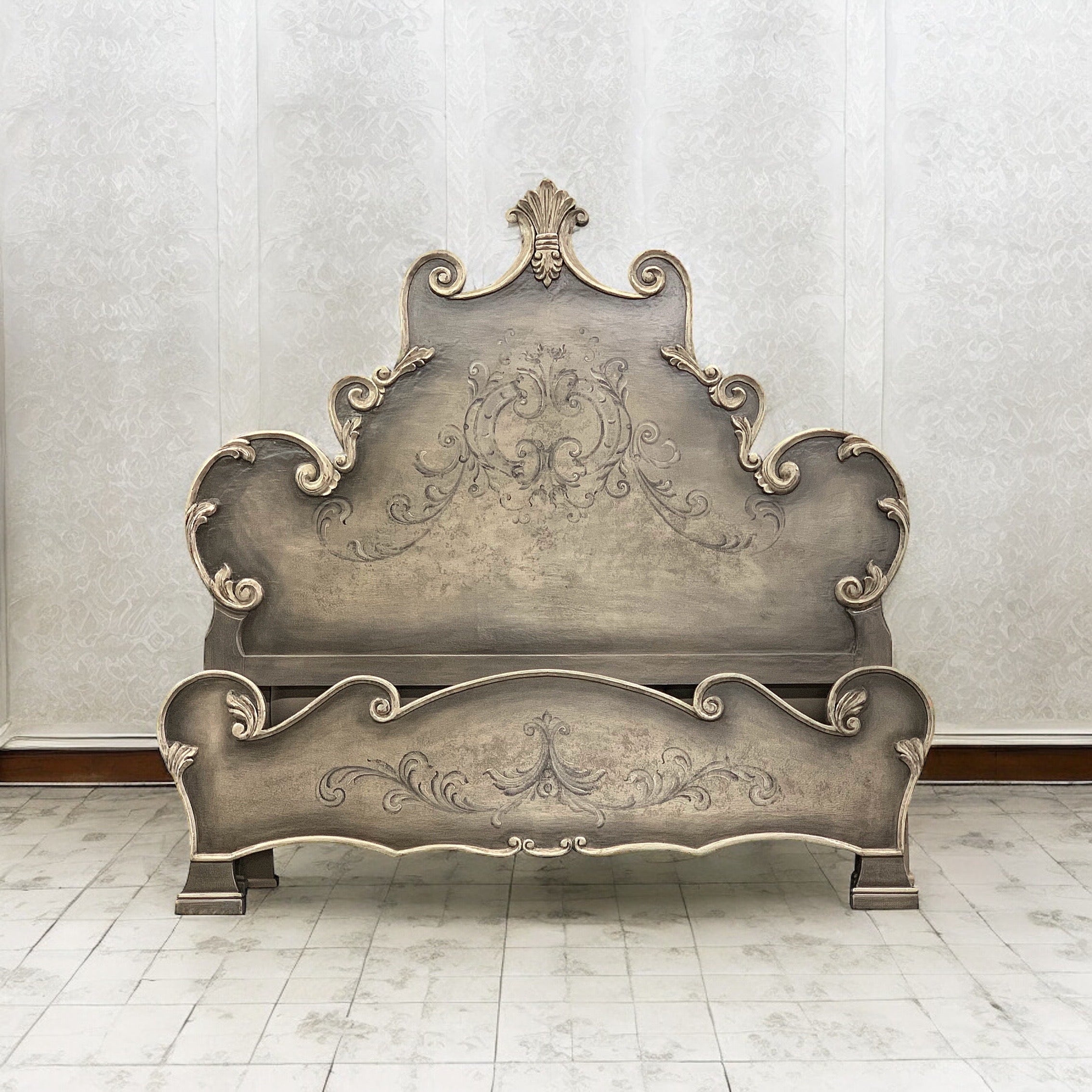 Casa Bonita Peruvian Hand-Painted Carved Wood Palacio King Size Bed - Image 1