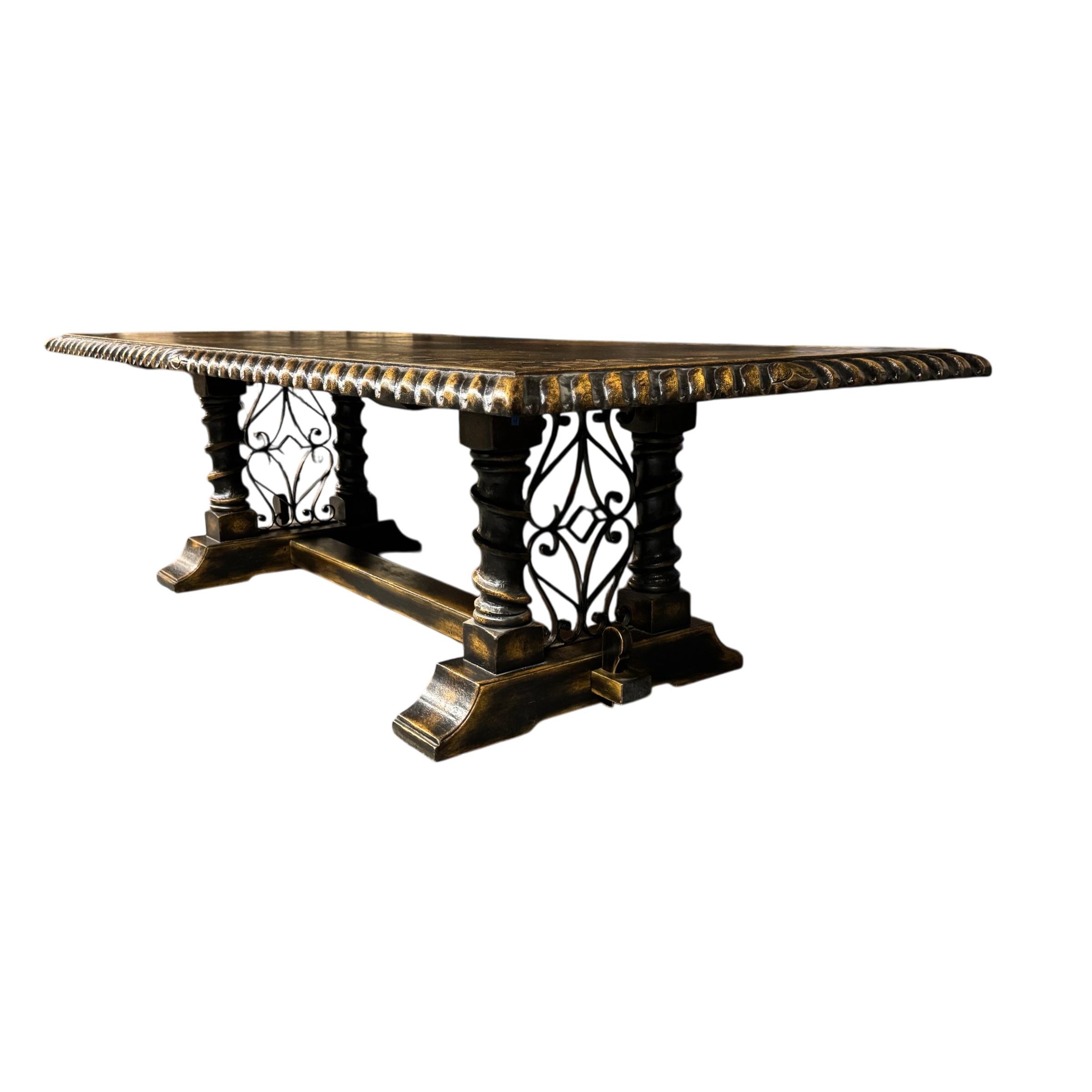 Casa Bonita Peruvian Hand-Painted Carved Wood Madrid Dining Table 10 Foot - Image 2