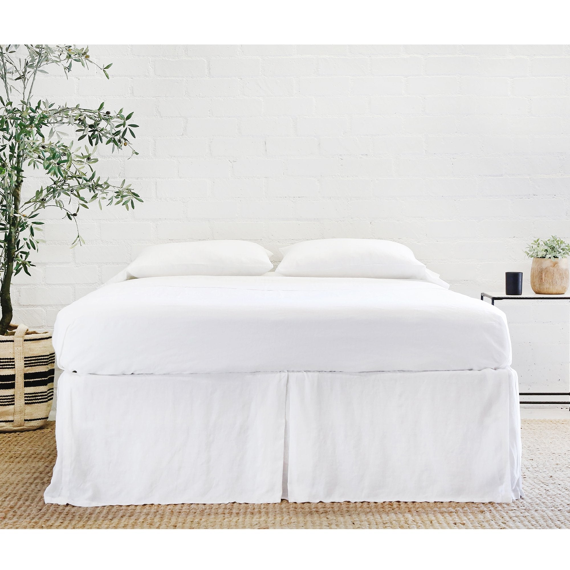 Pom Pom at Home Pleated White Linen Bedskirt ~ Available in Twin, Queen and King Sizes