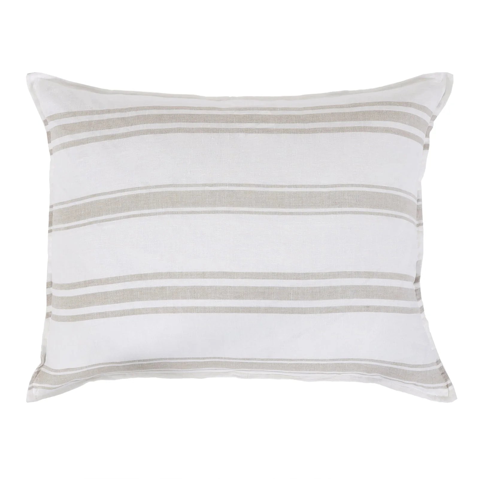 Pom Pom at Home Jackson White and Natural Striped Linen Big Pillow with Insert ~ 28” x 36” - Image 1