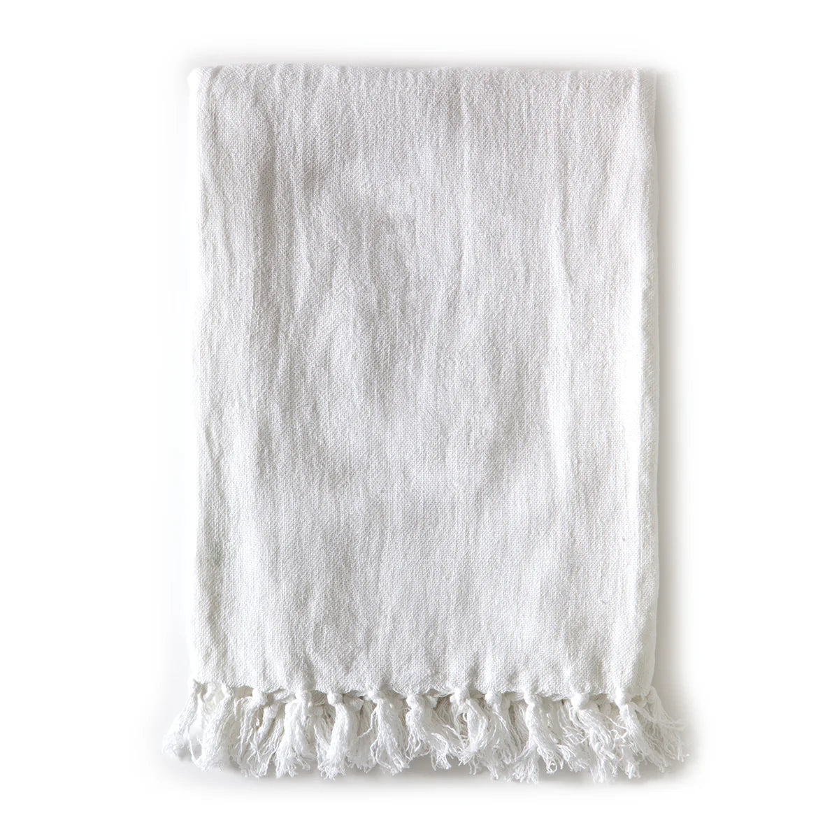 Pom Pom at Home Montauk Pure White Linen Throw Blanket ~ 50” x 70” - Image 1