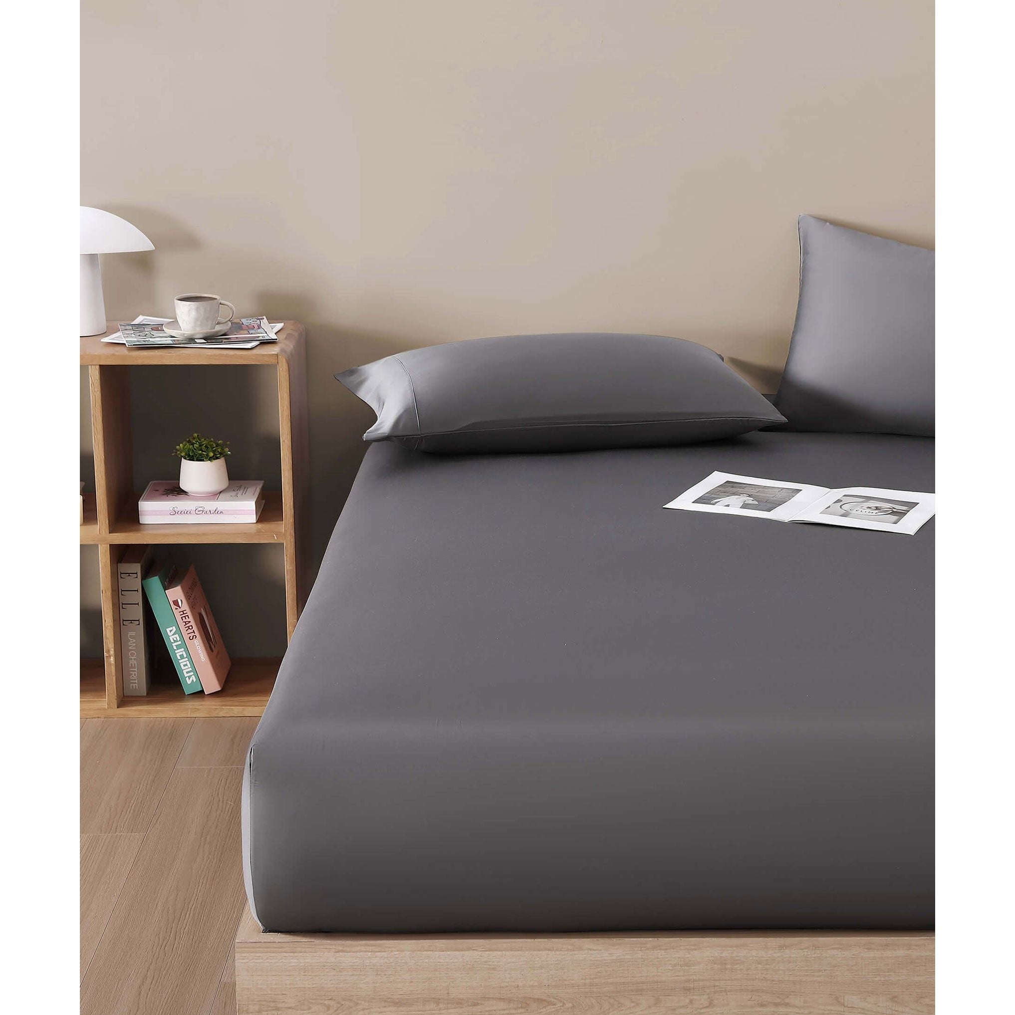 Sunday Citizen Natural Premium Bamboo Fitted Sheet in Granite ~ Available in King Size - Image 3