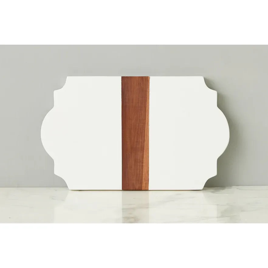 etúHOME Trefoil Wood Cheese Board Charger, White ~ IN-STORE PURCHASE ONLY